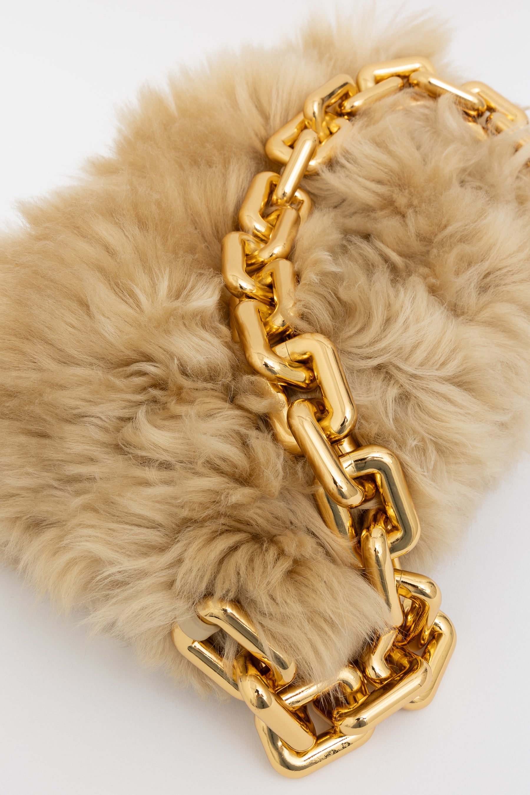 Shearling Chunk Chain Shoulder Pouch