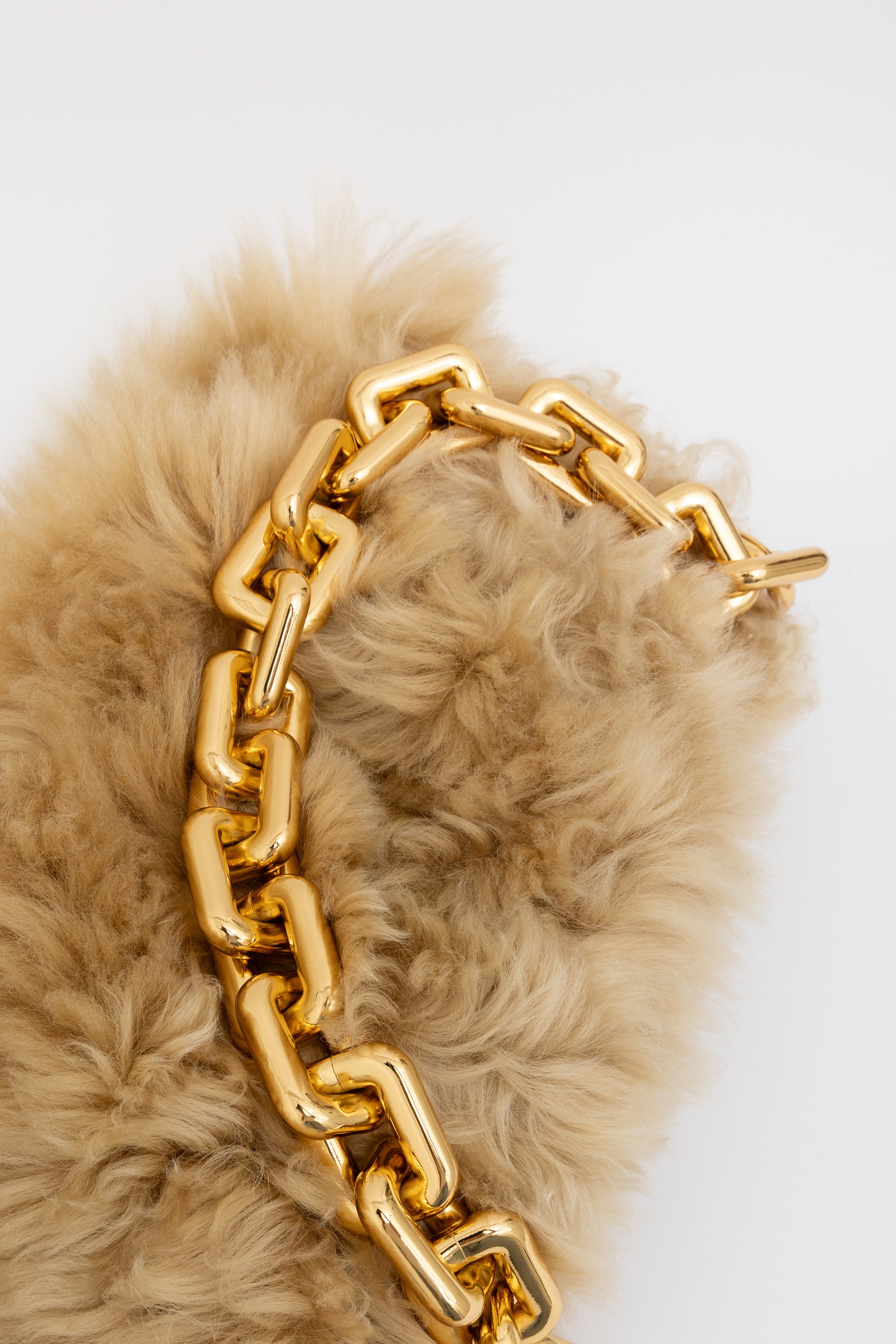 Shearling Chunk Chain Shoulder Pouch