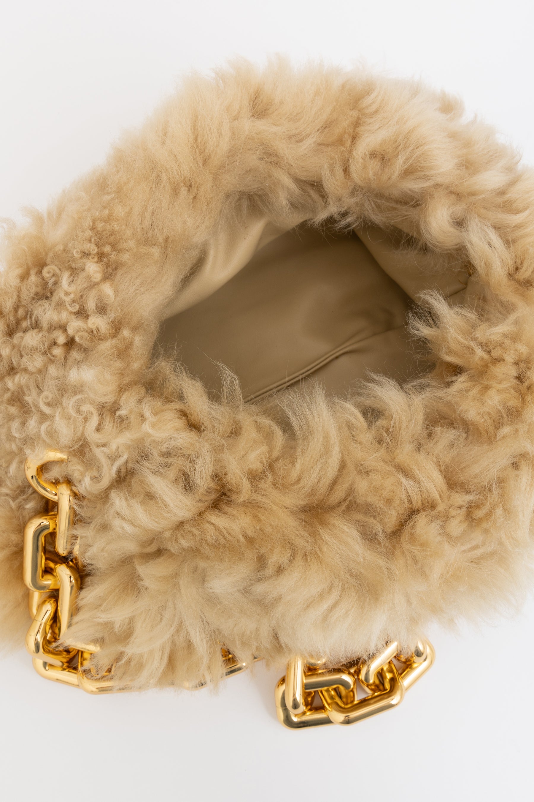Shearling Chunk Chain Shoulder Pouch