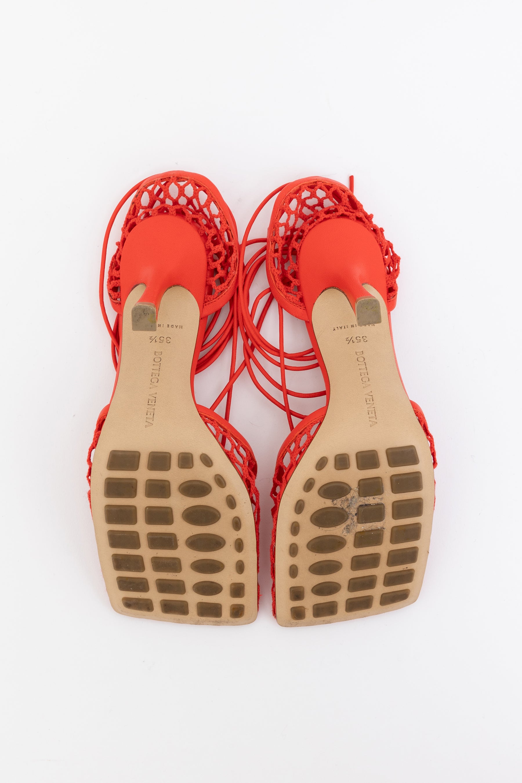 Mesh Nappa Ankle Tie Sandals