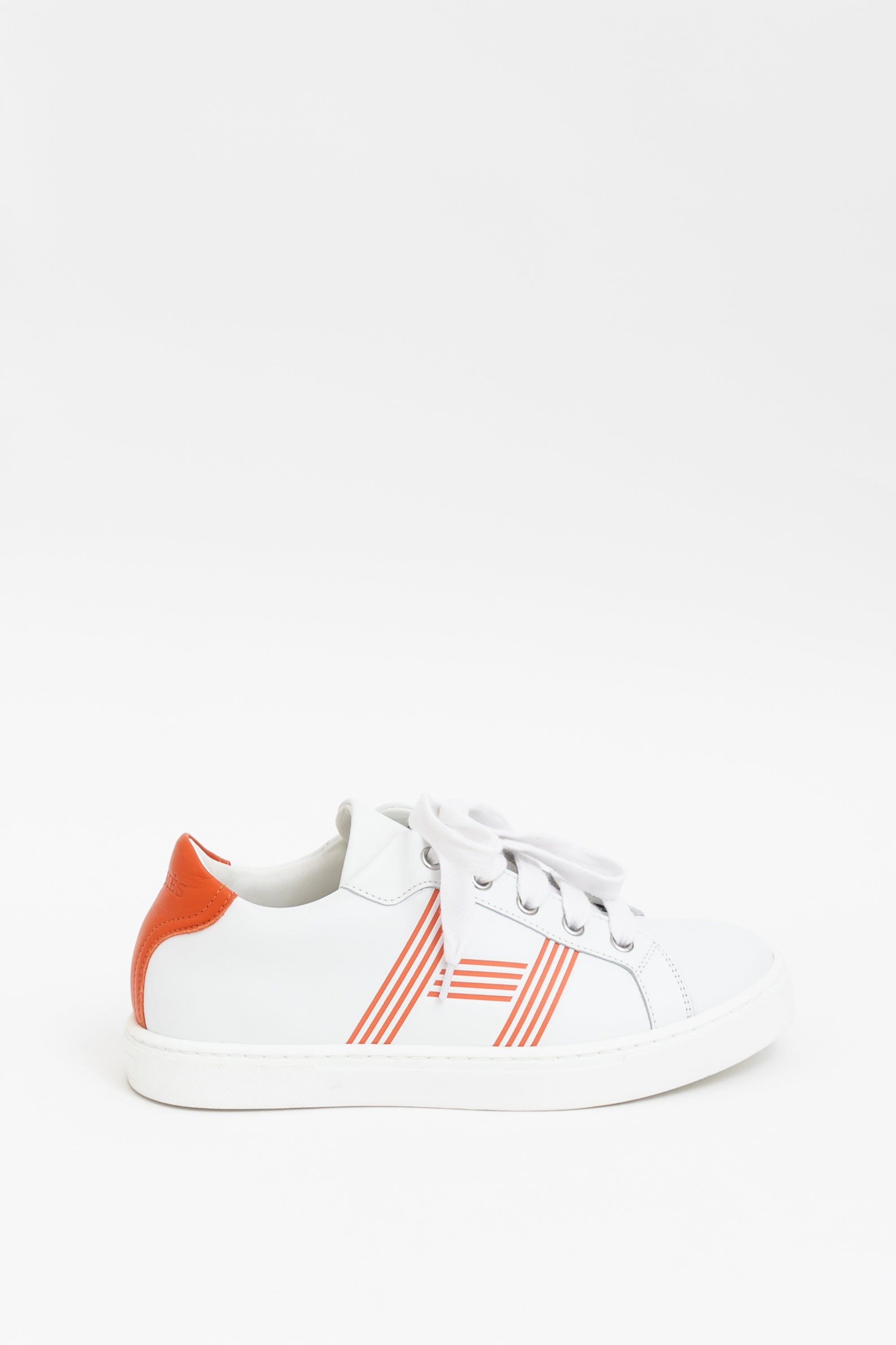 Hermès White Avantage Sneaker with Orange H detail