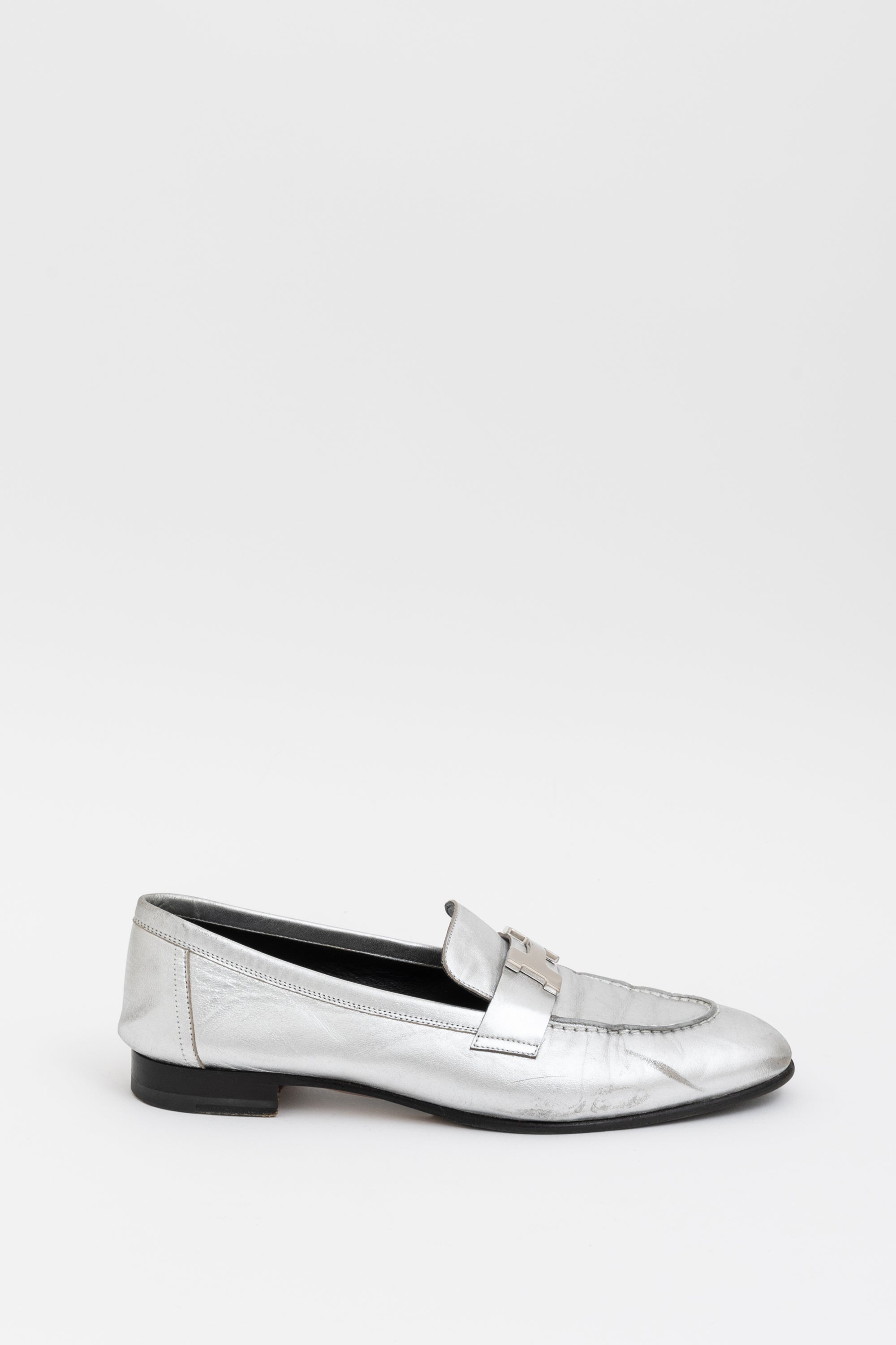 Hermès Silver Paris Loafers