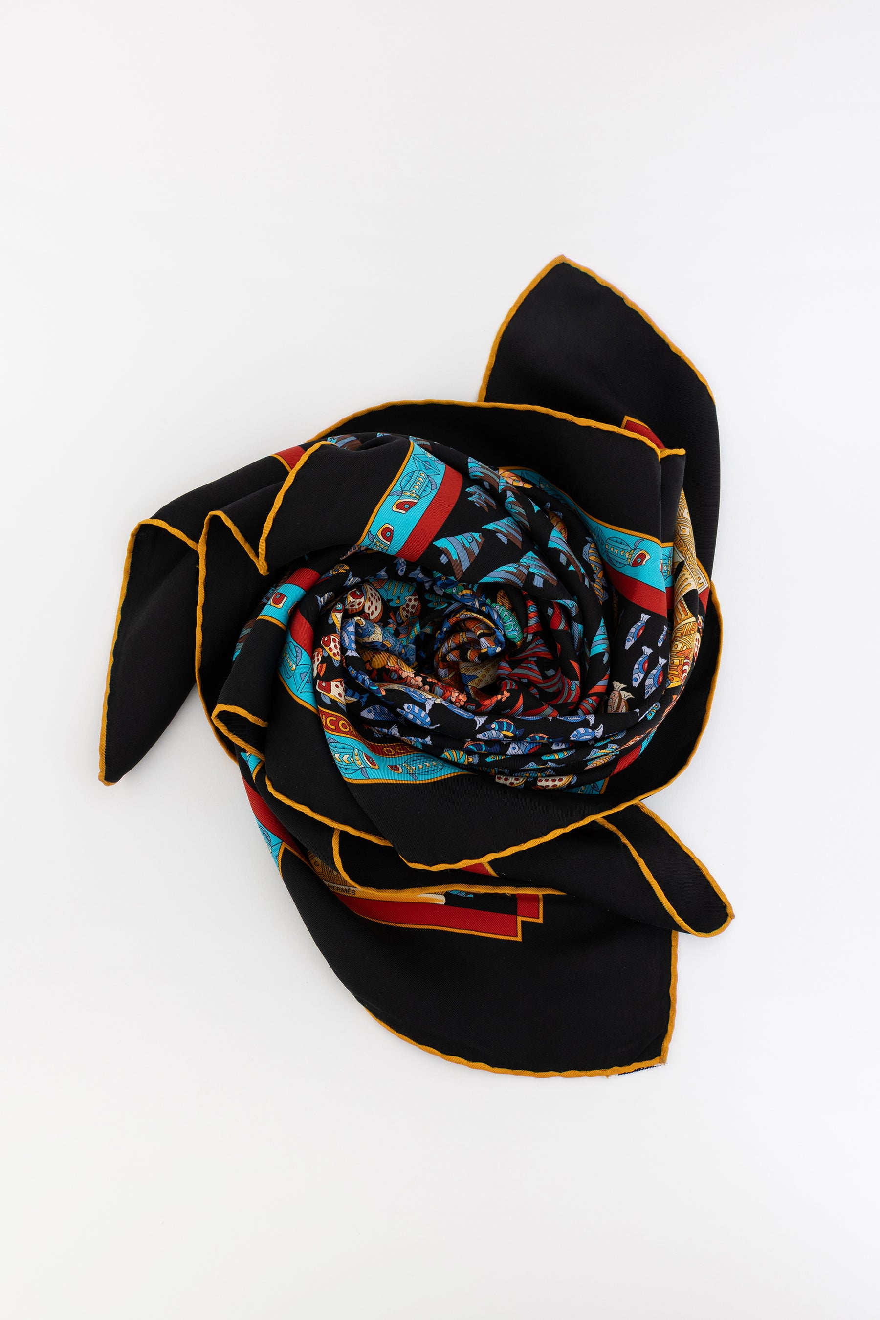 'Rencontre Oceane' Silk Scarf 90