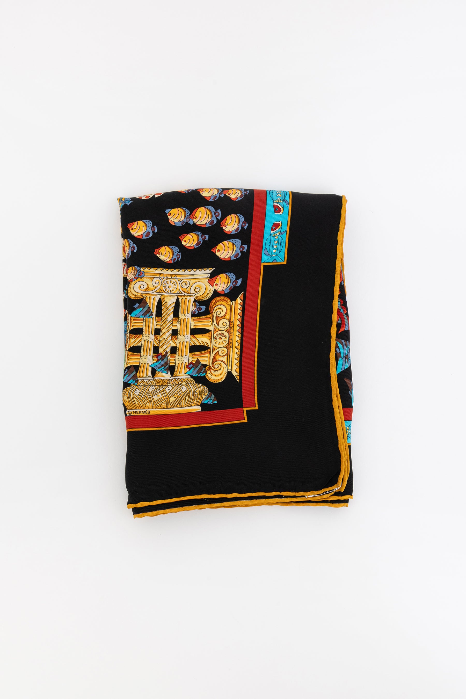 'Rencontre Oceane' Silk Scarf 90