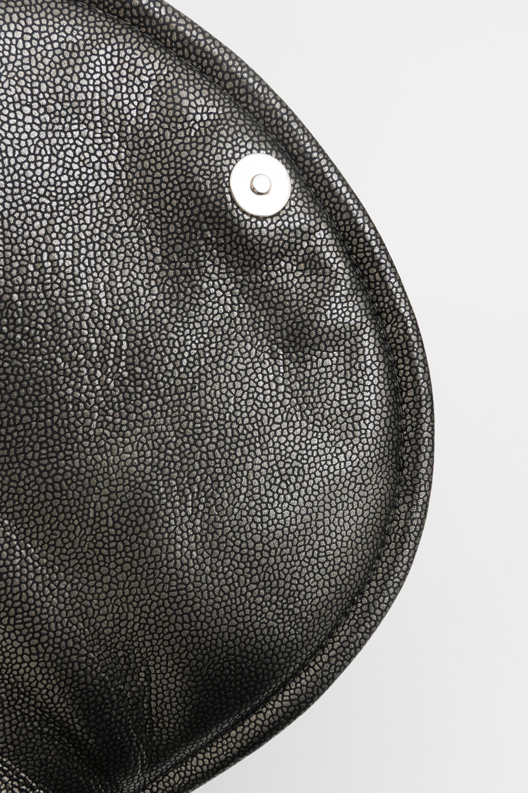 Pewter Pebbled Leather Half Moon Flap Bag