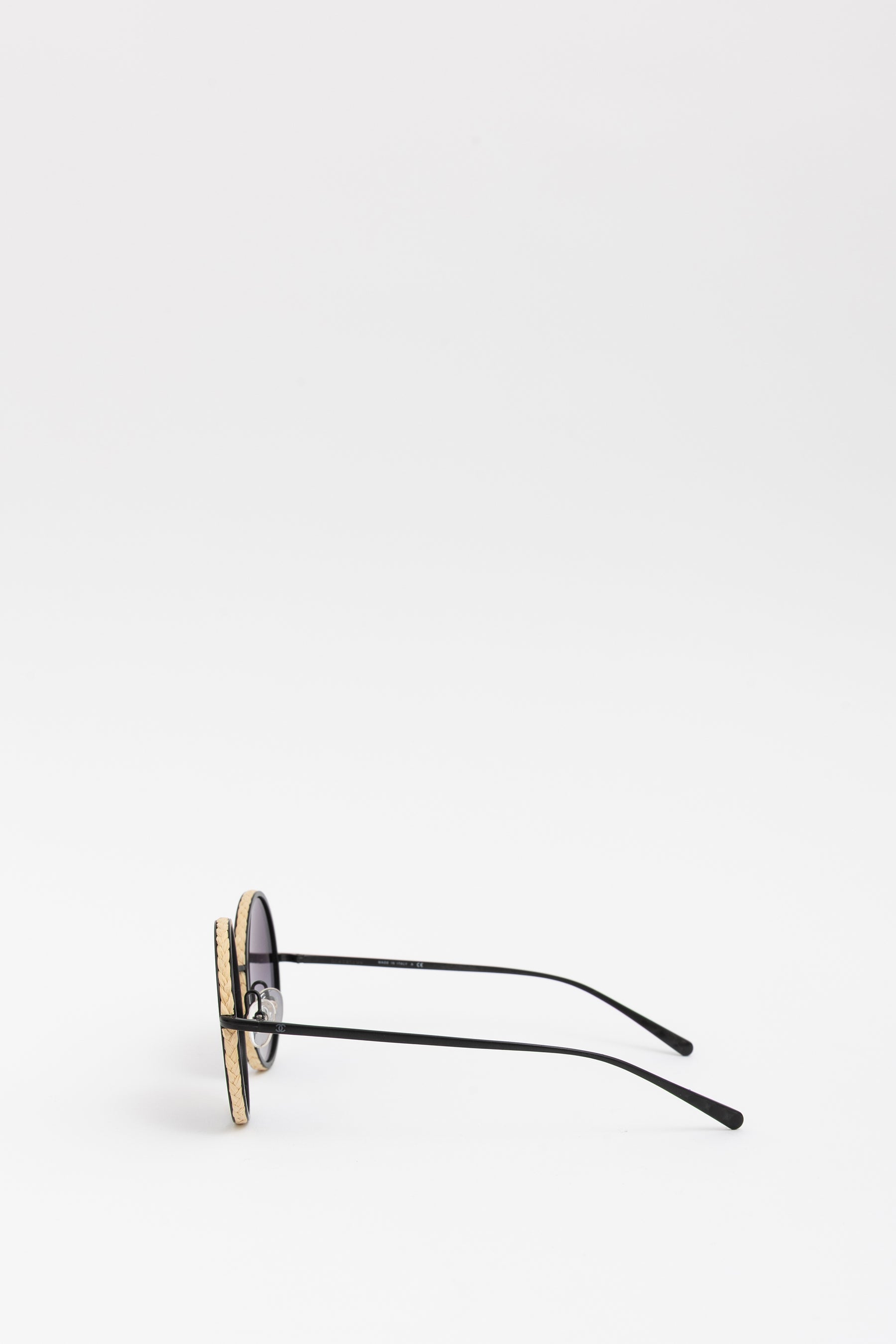 Raffia Braided Round Sunglasses