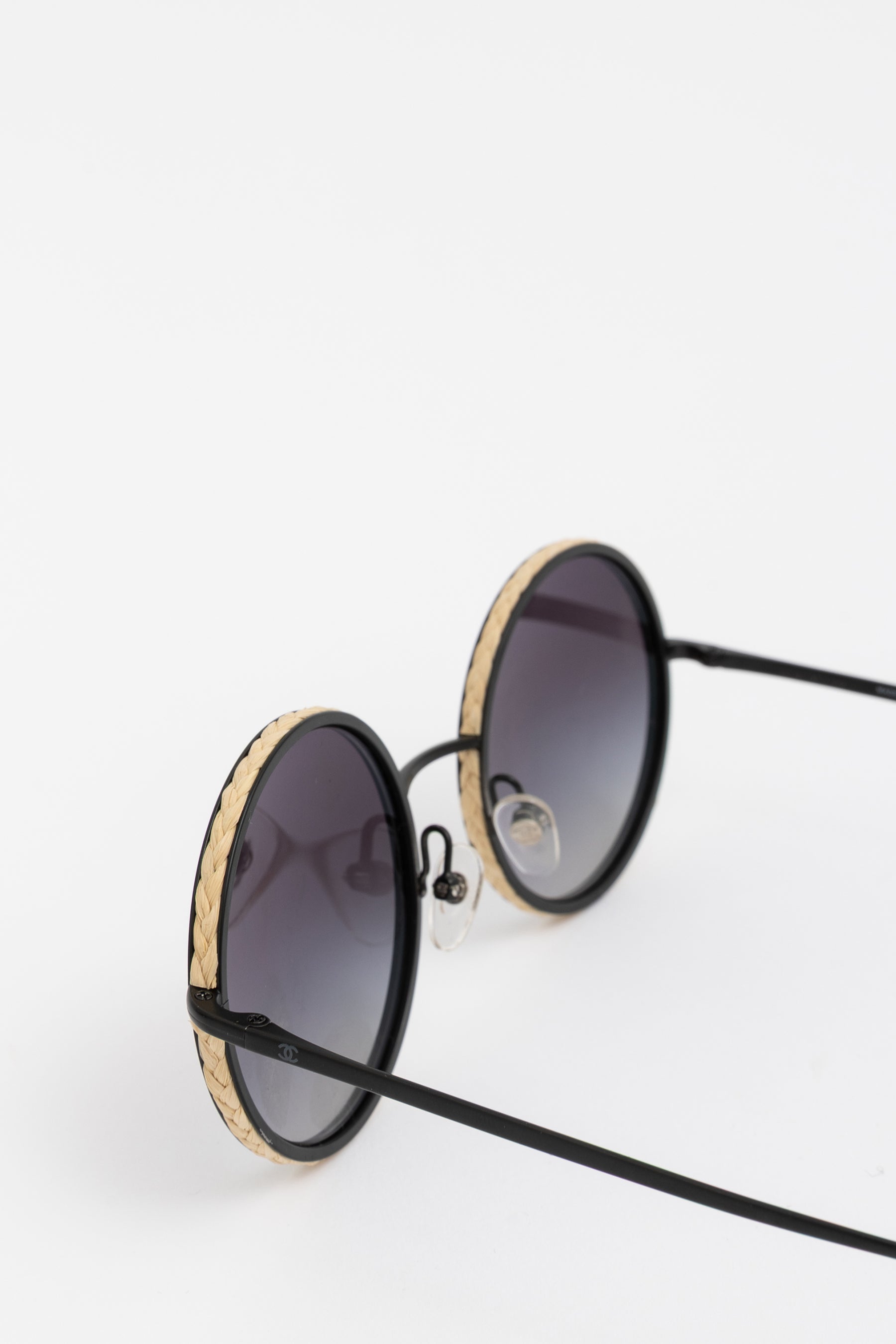 Raffia Braided Round Sunglasses