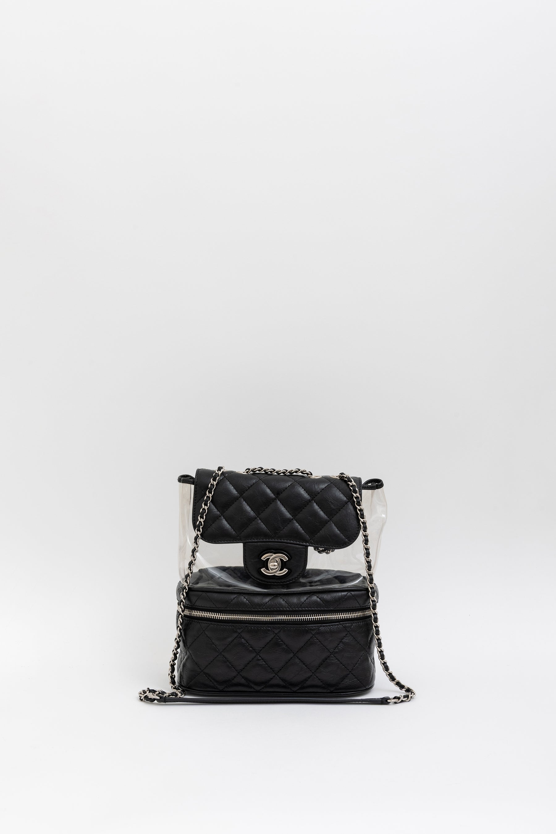 Chanel Black Crinkle Leather Aquarium Bag