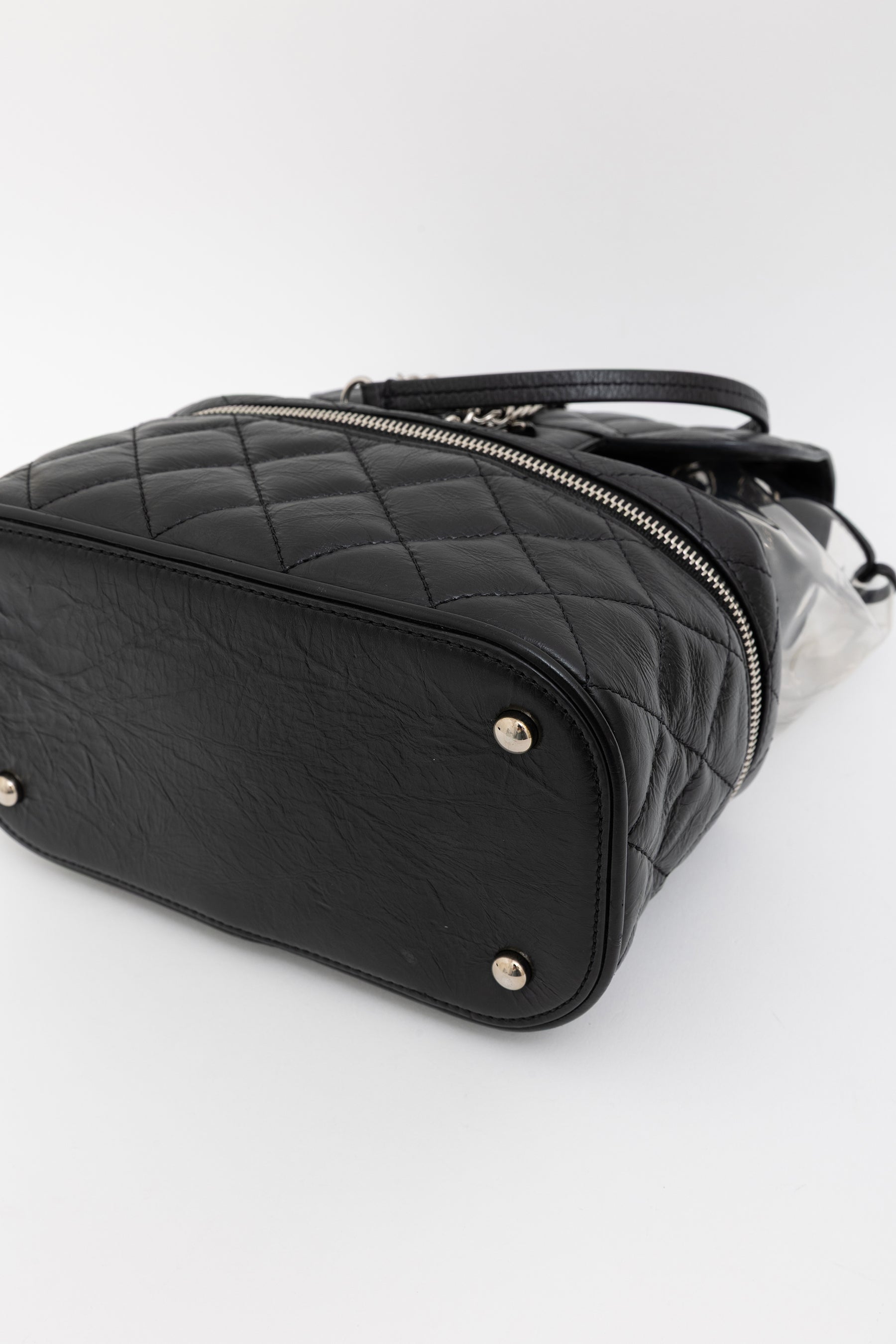 Chanel Black Crinkle Leather Aquarium Bag