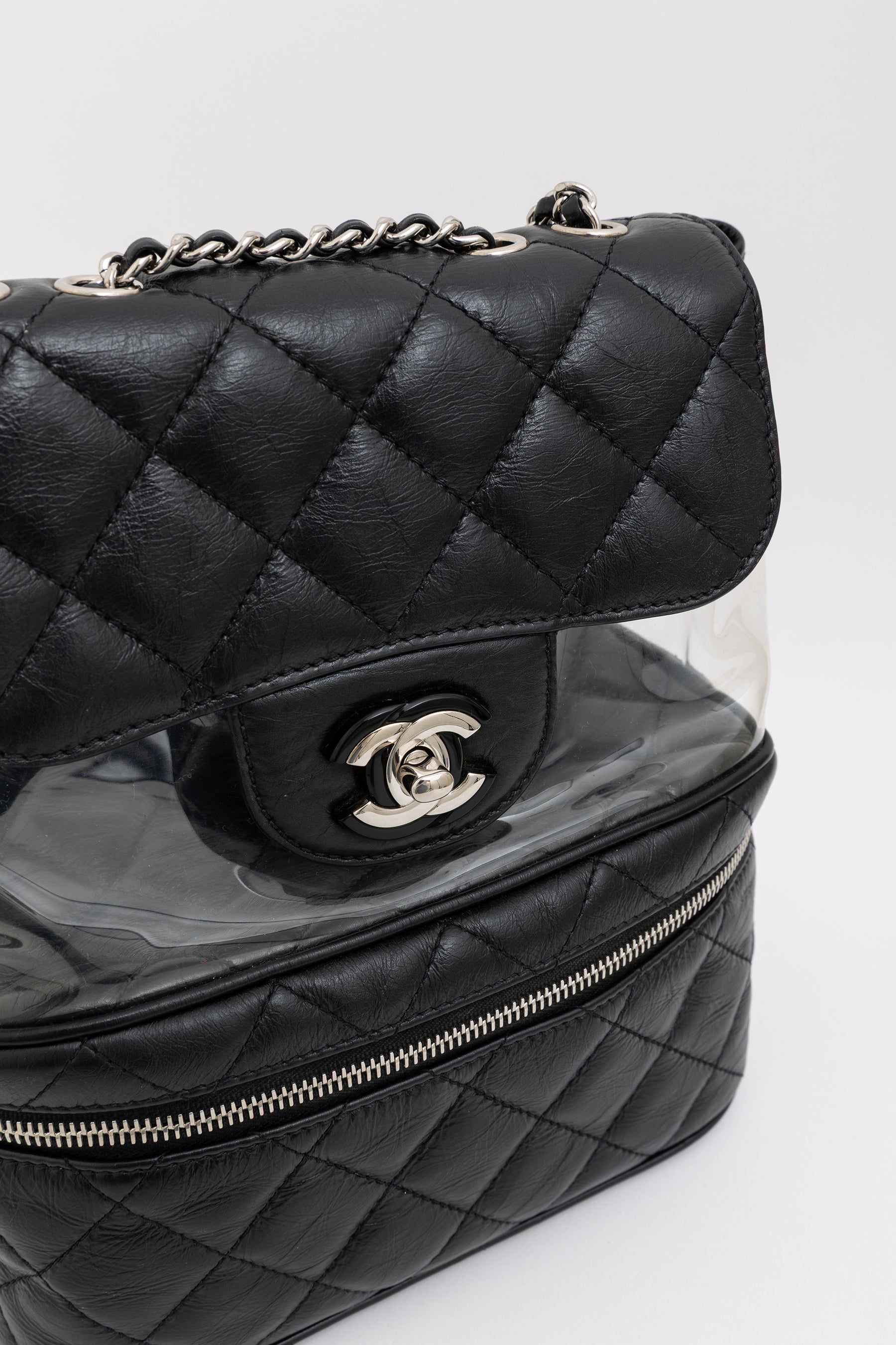 Chanel Black Crinkle Leather Aquarium Bag