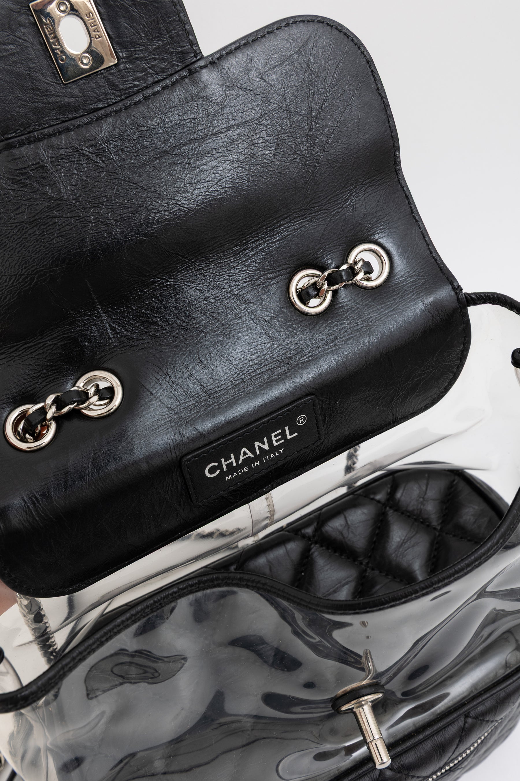 Chanel Black Crinkle Leather Aquarium Bag