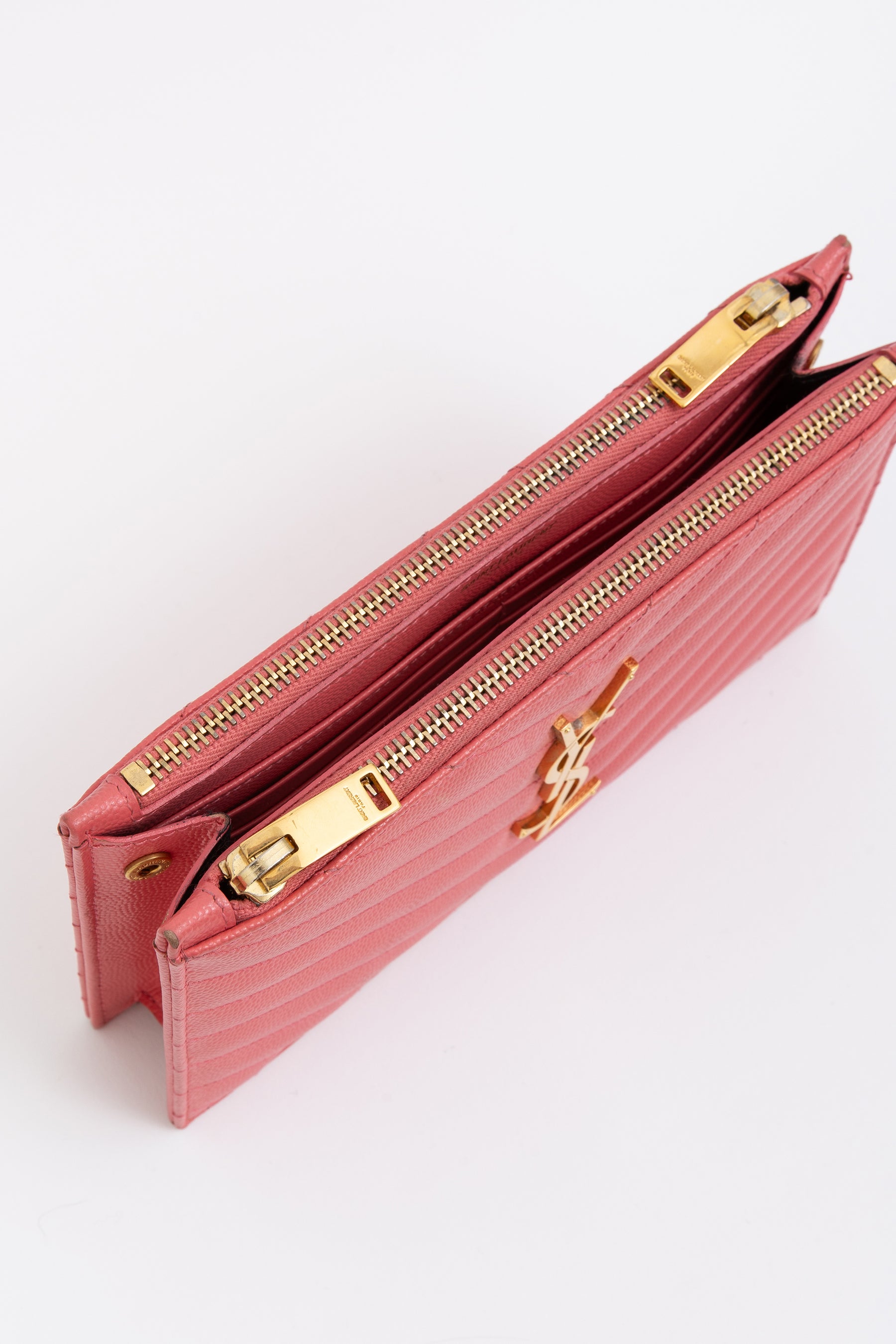 Double Zipped Logo Clutch