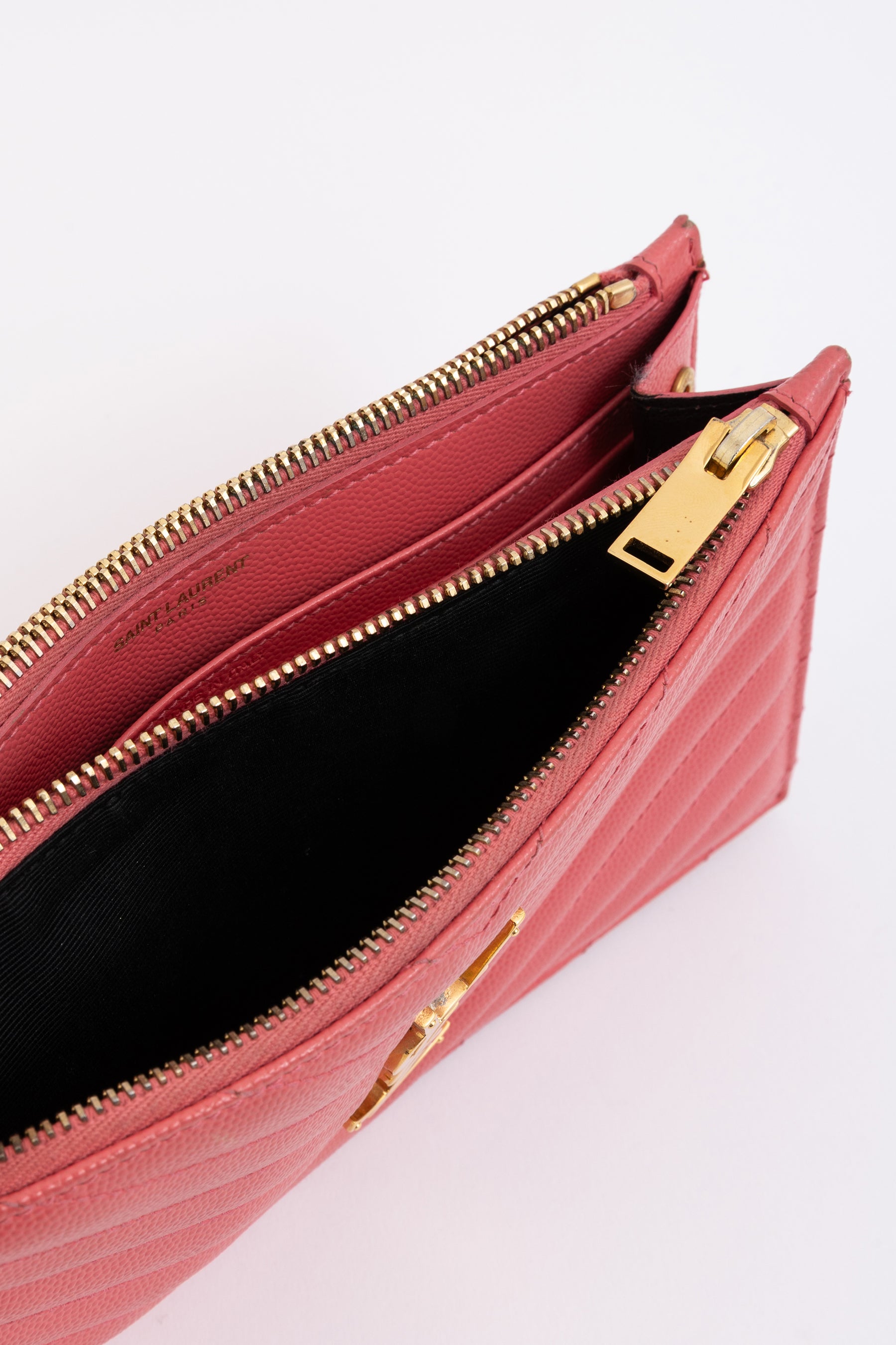 Double Zipped Logo Clutch