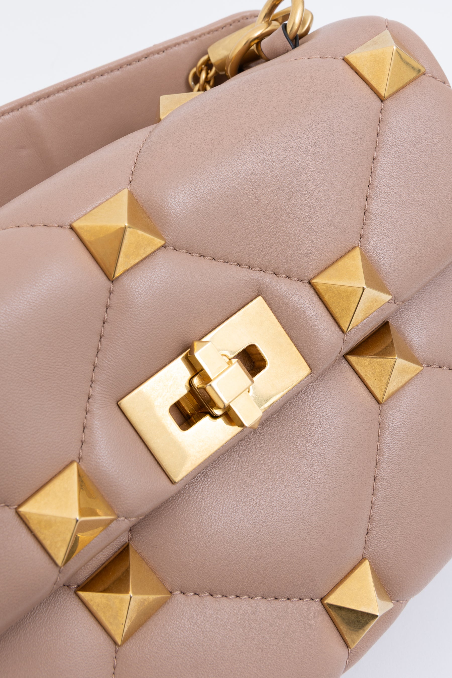 Roman Stud Top Handle Bag