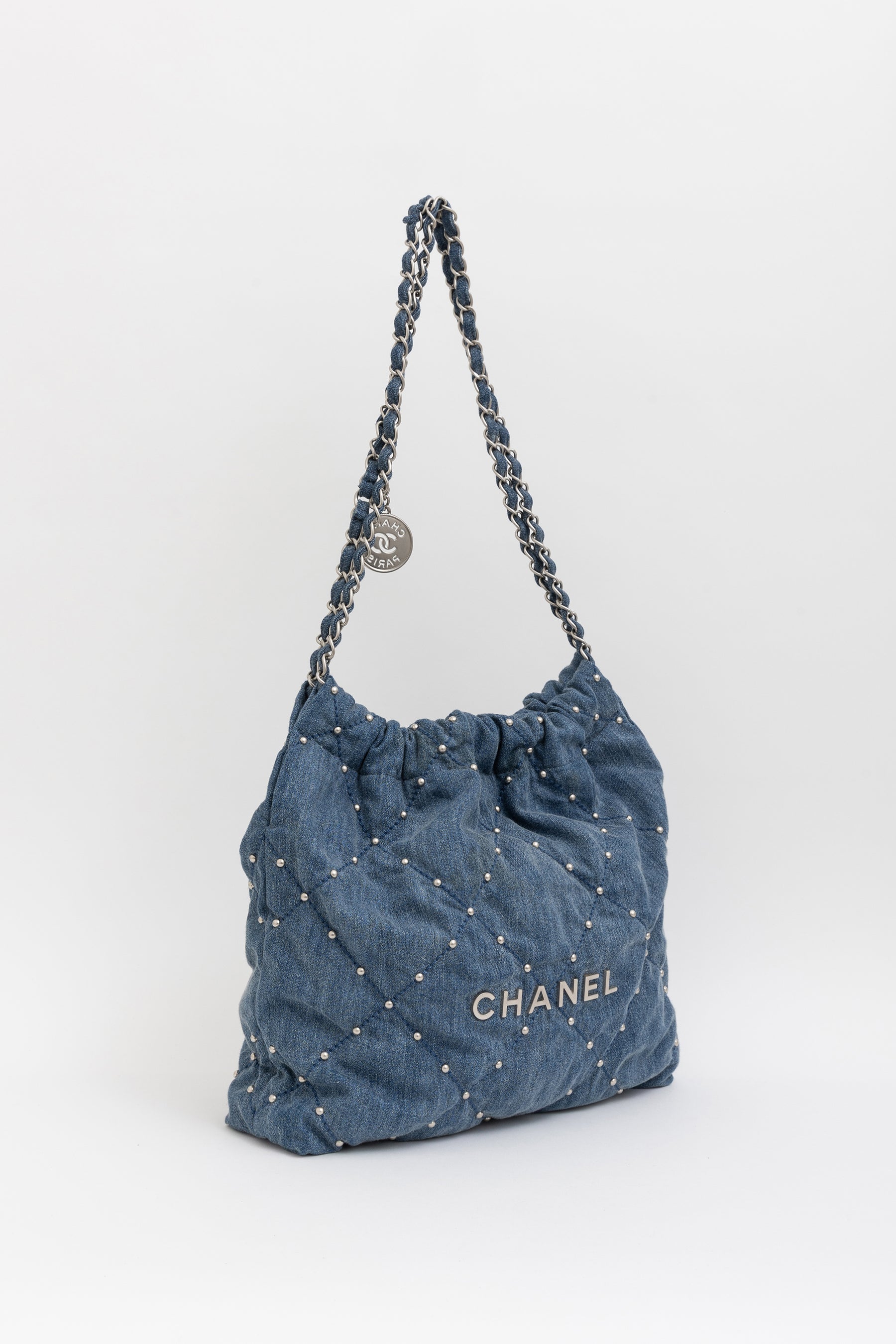 22 Small Studded Denim Bag