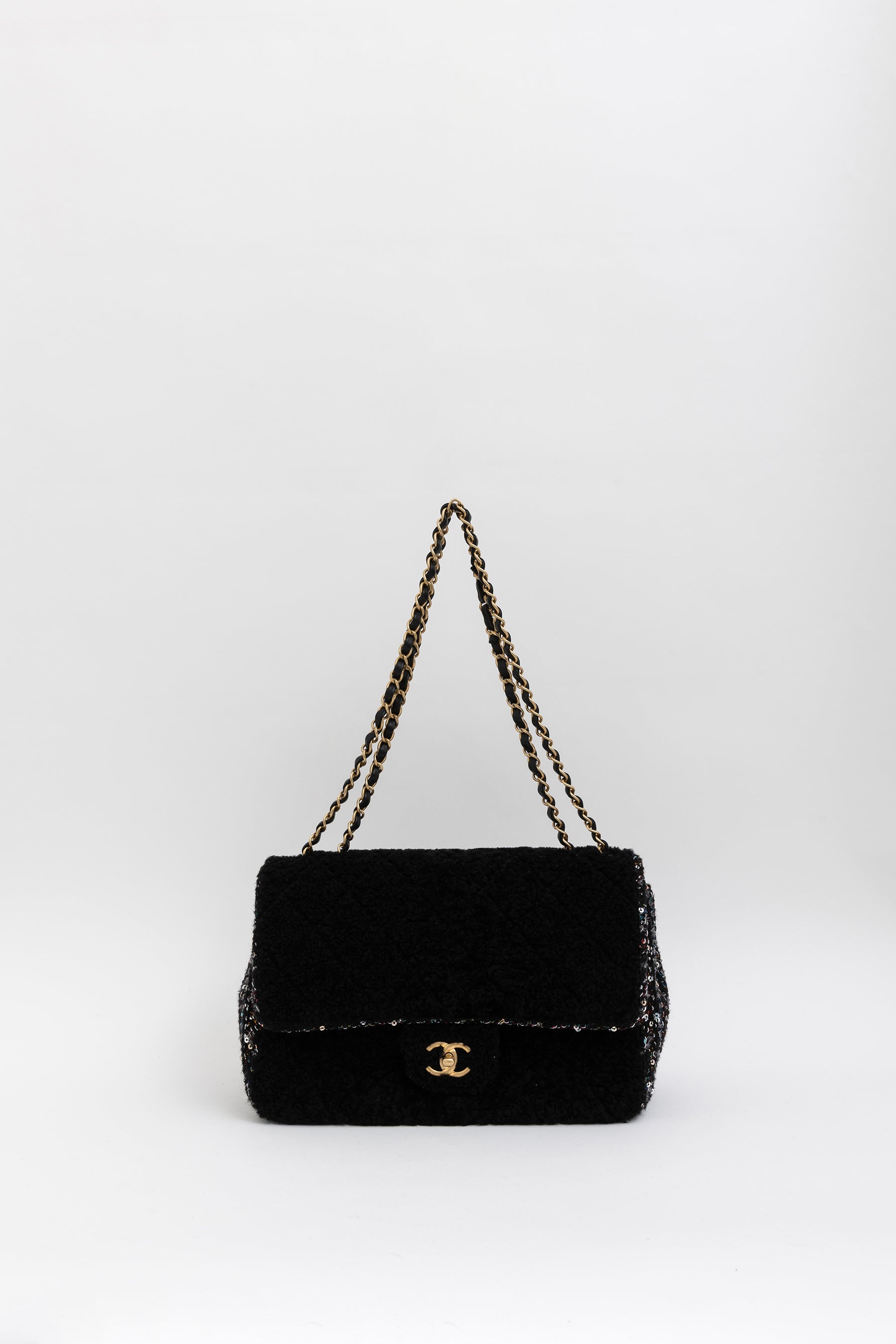 Quilted Shearling and Fantasy Tweed Medium Classic Single Flap