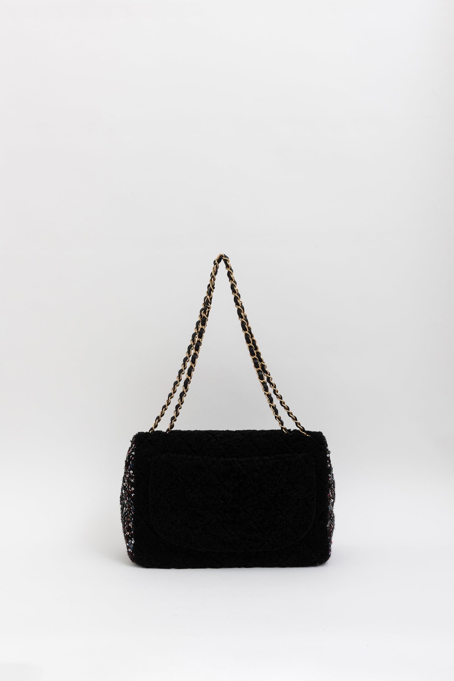 Quilted Shearling and Fantasy Tweed Medium Classic Single Flap