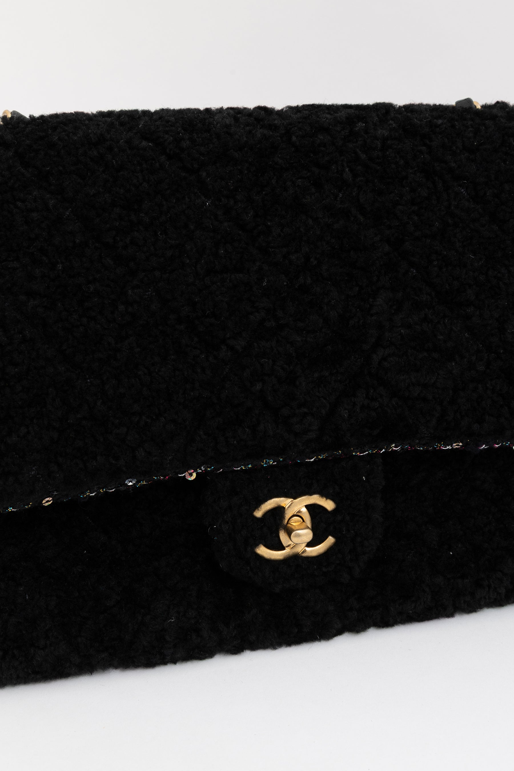 Quilted Shearling and Fantasy Tweed Medium Classic Single Flap