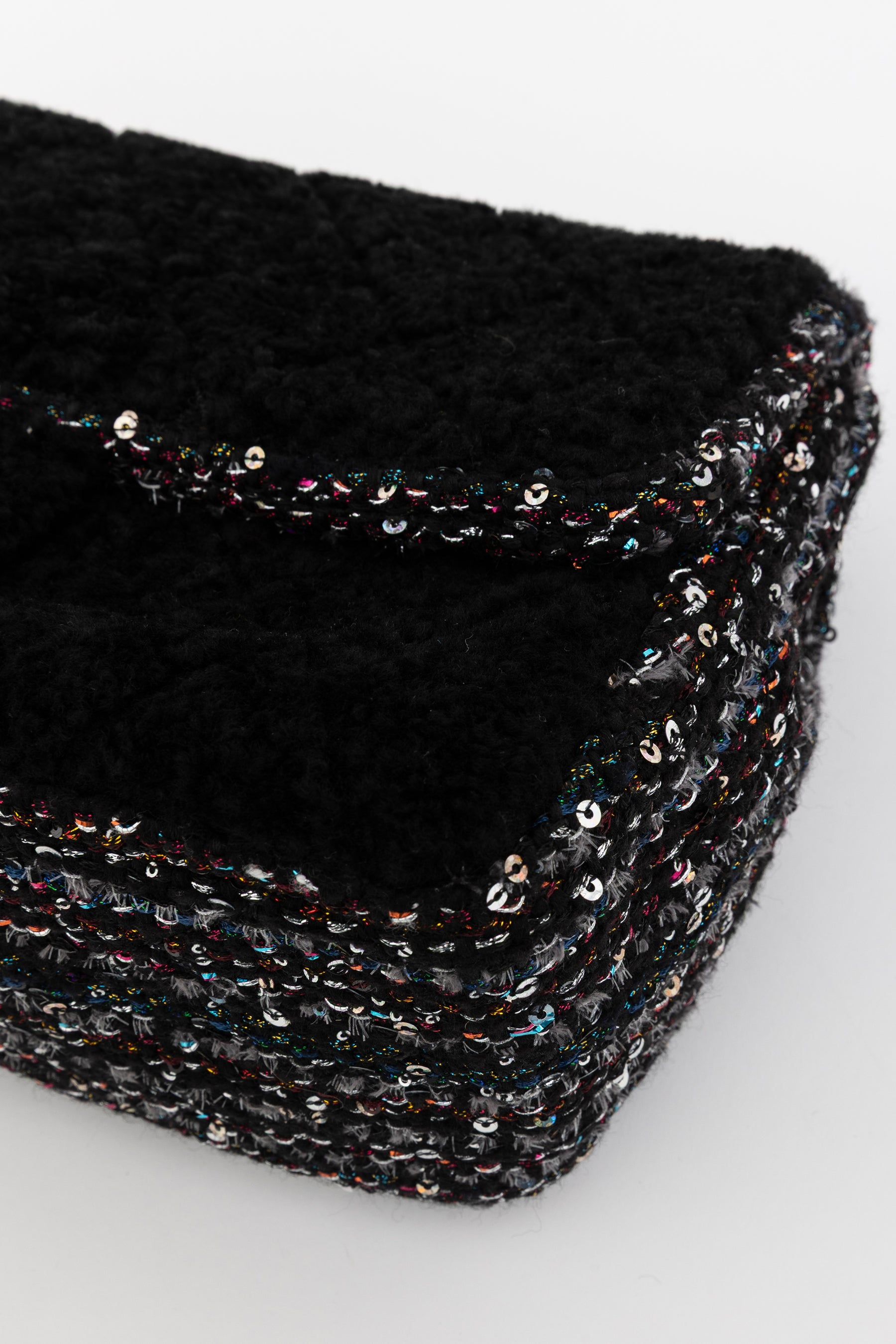 Quilted Shearling and Fantasy Tweed Medium Classic Single Flap