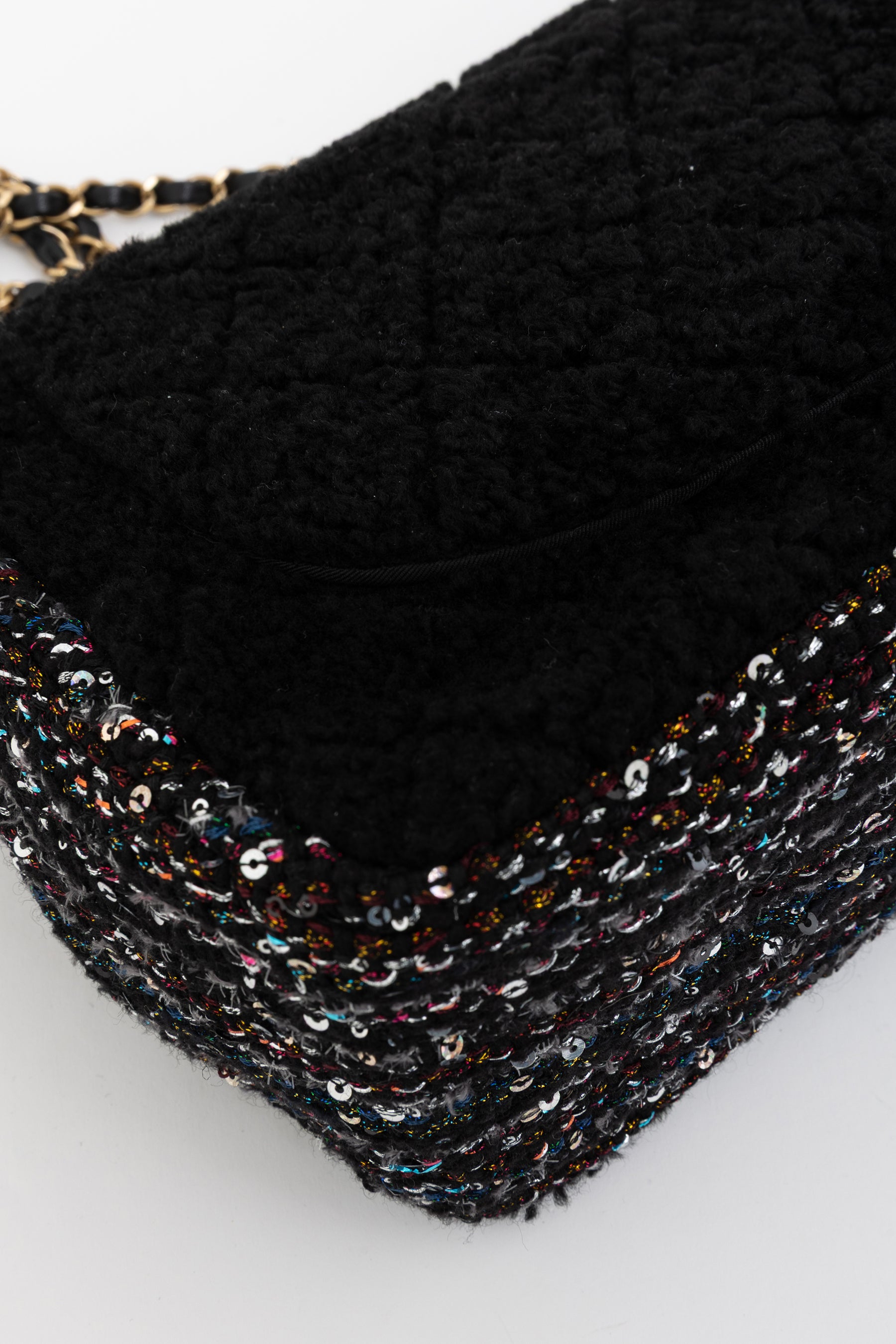 Quilted Shearling and Fantasy Tweed Medium Classic Single Flap