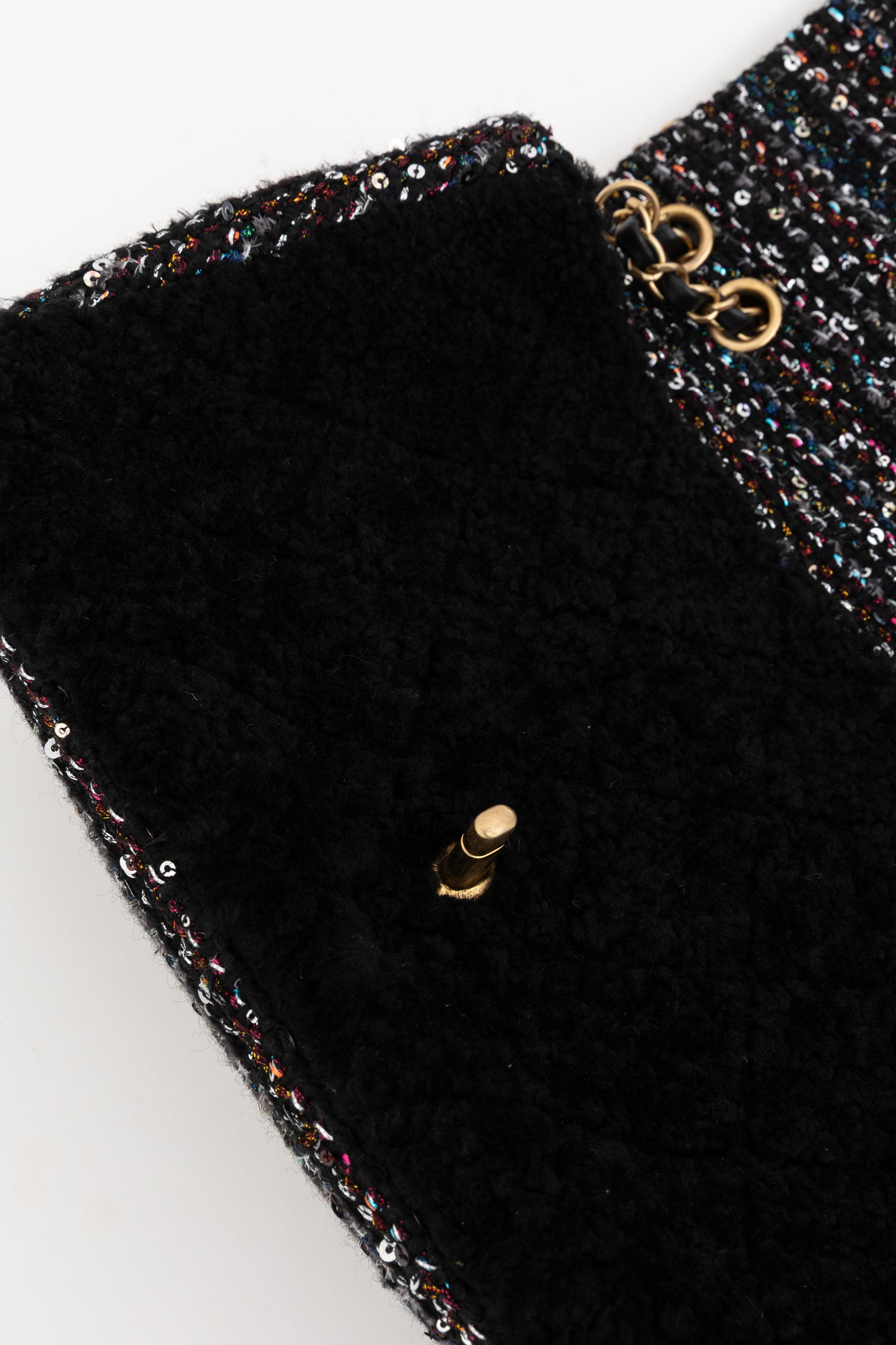 Quilted Shearling and Fantasy Tweed Medium Classic Single Flap