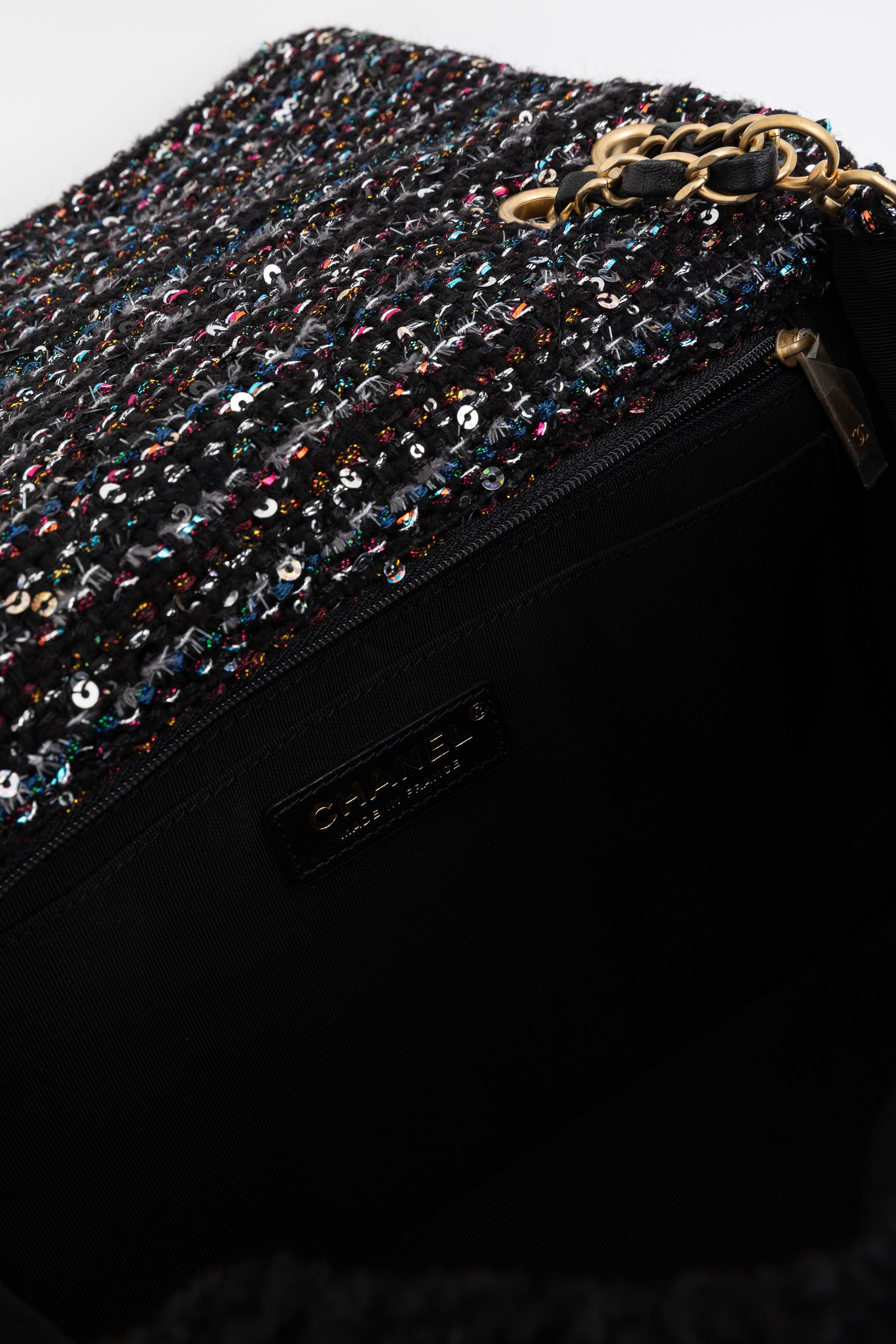 Quilted Shearling and Fantasy Tweed Medium Classic Single Flap