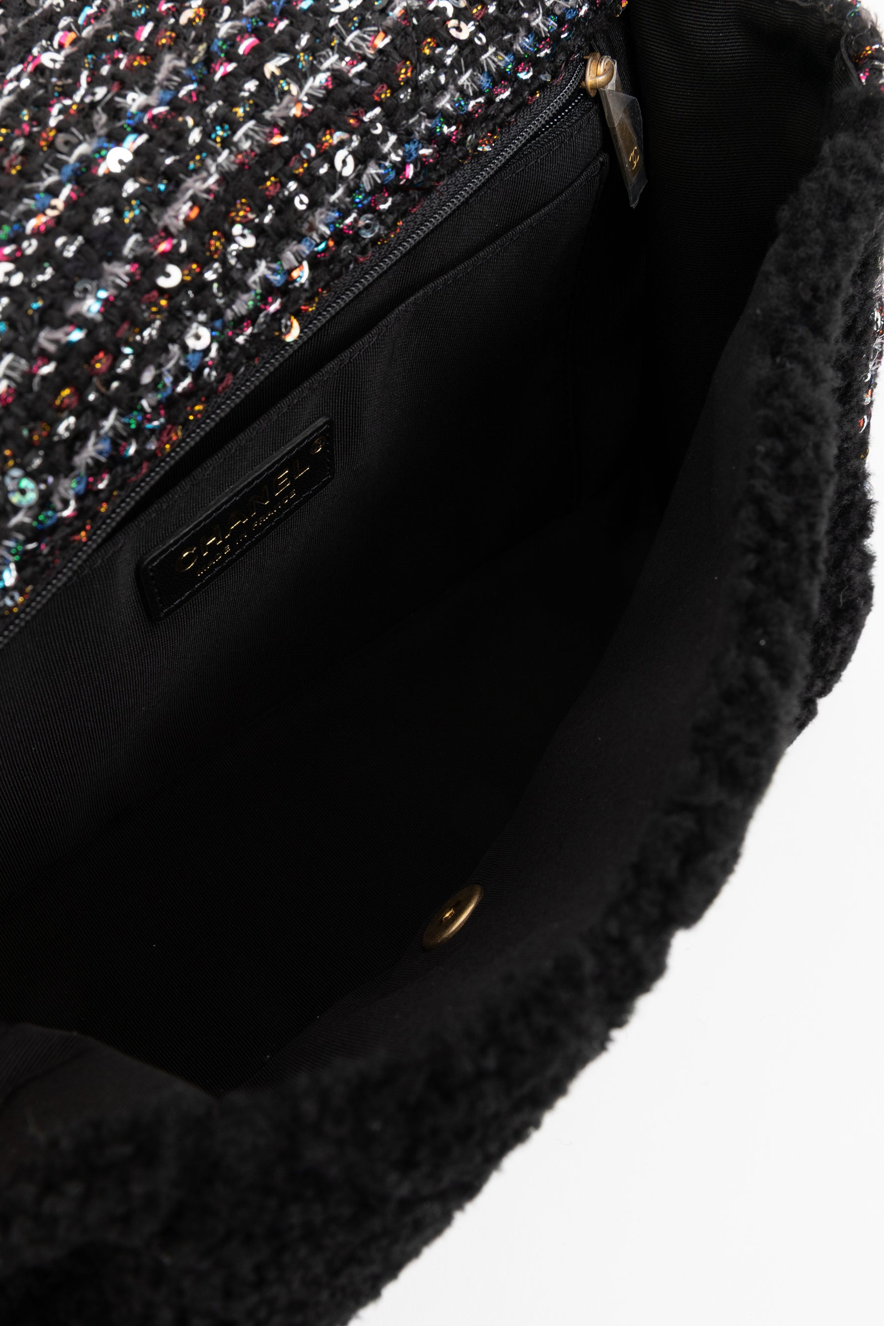 Quilted Shearling and Fantasy Tweed Medium Classic Single Flap