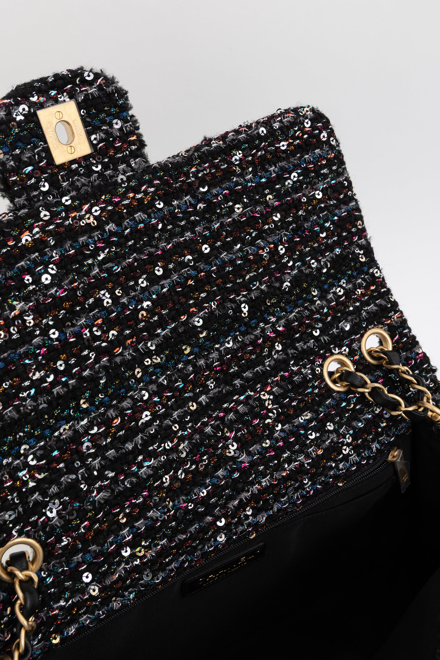 Quilted Shearling and Fantasy Tweed Medium Classic Single Flap