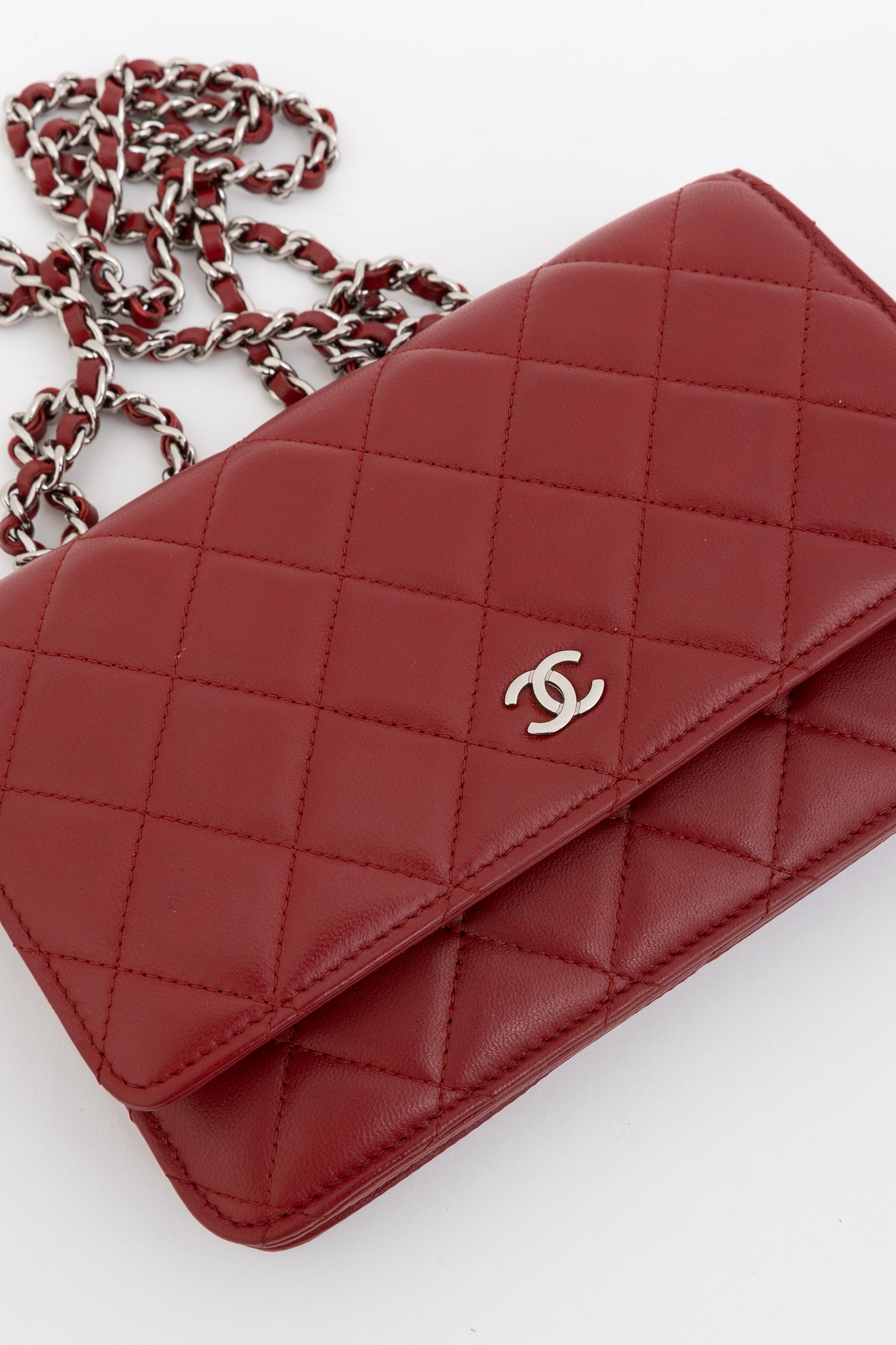 Quilted Lambskin Leather Classic Wallet on Chain