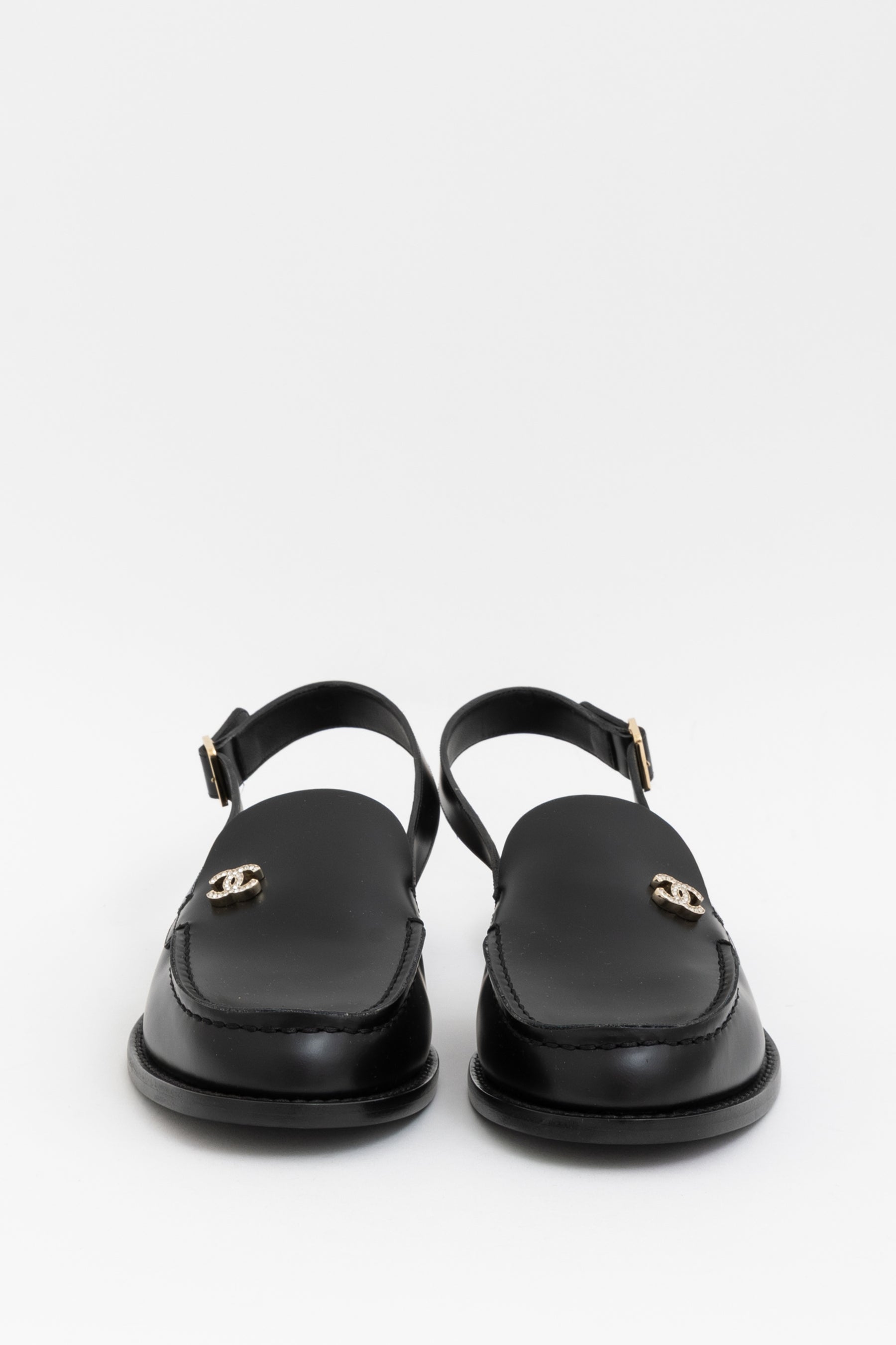 Crystal CC Logo Slingback Loafers