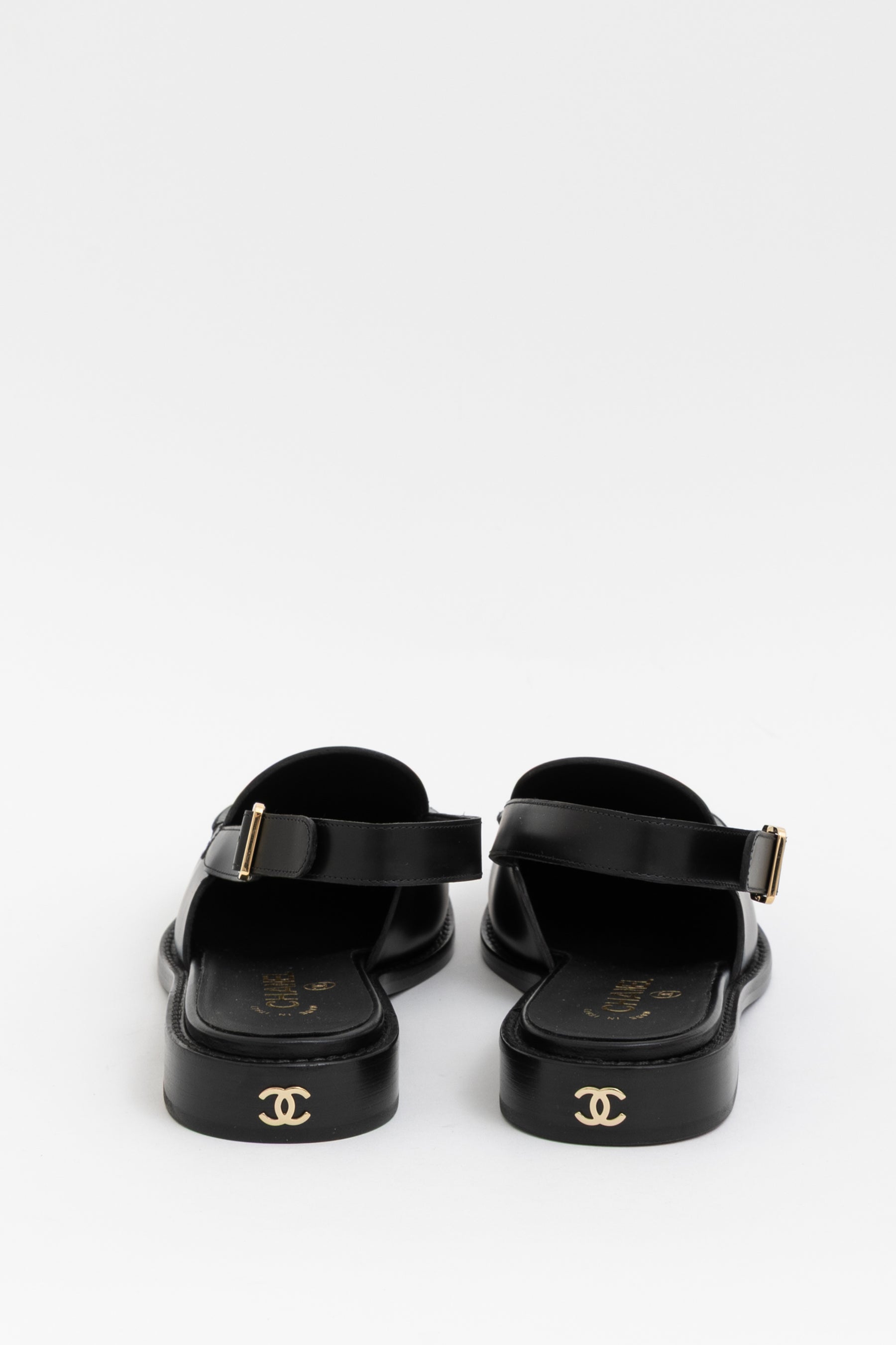 Crystal CC Logo Slingback Loafers