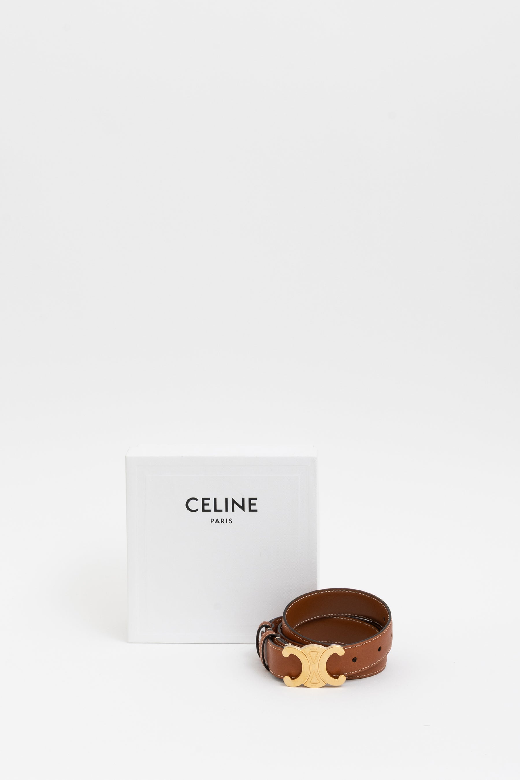 Medium Triomphe Belt in Natural Calfskin