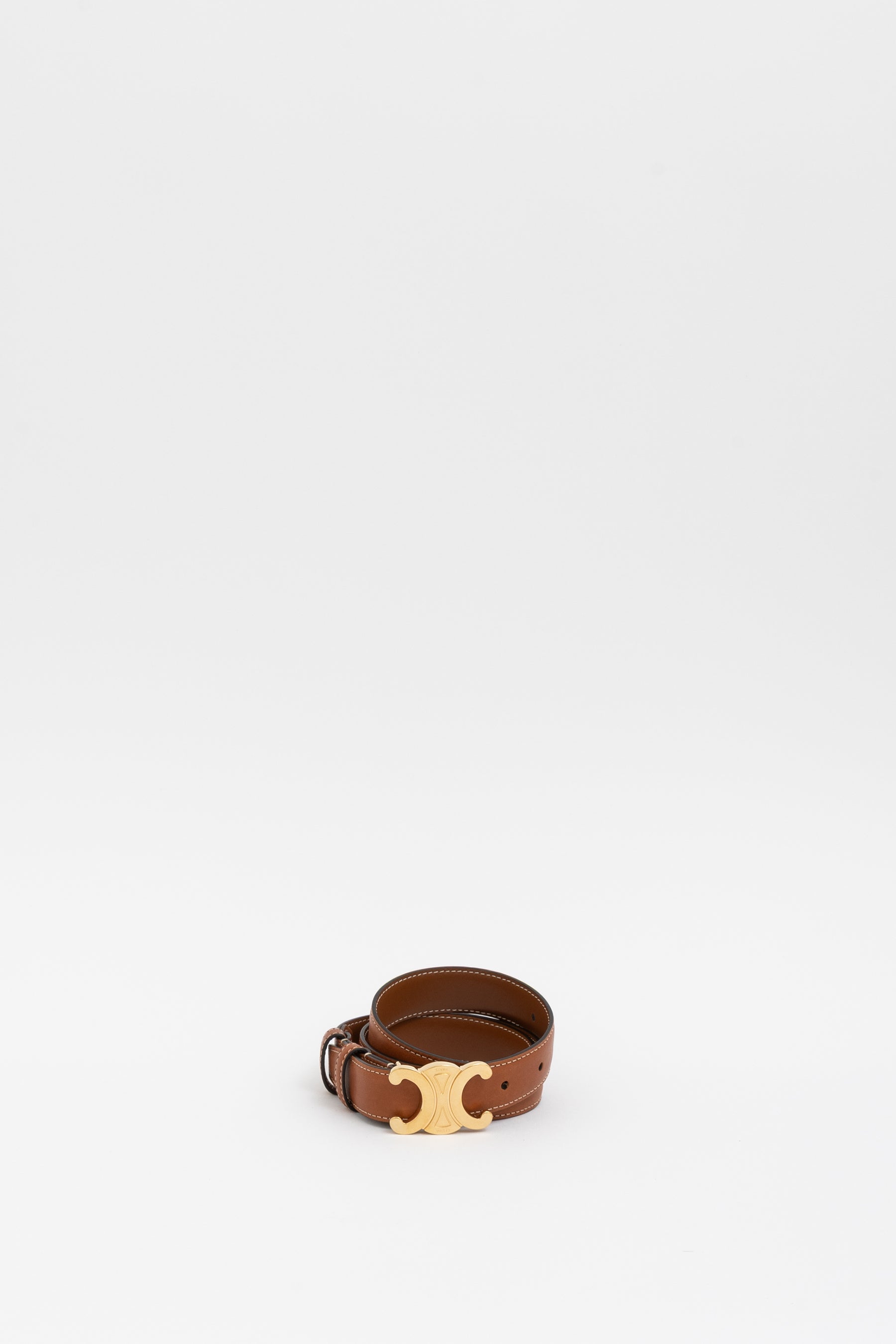 Medium Triomphe Belt in Natural Calfskin