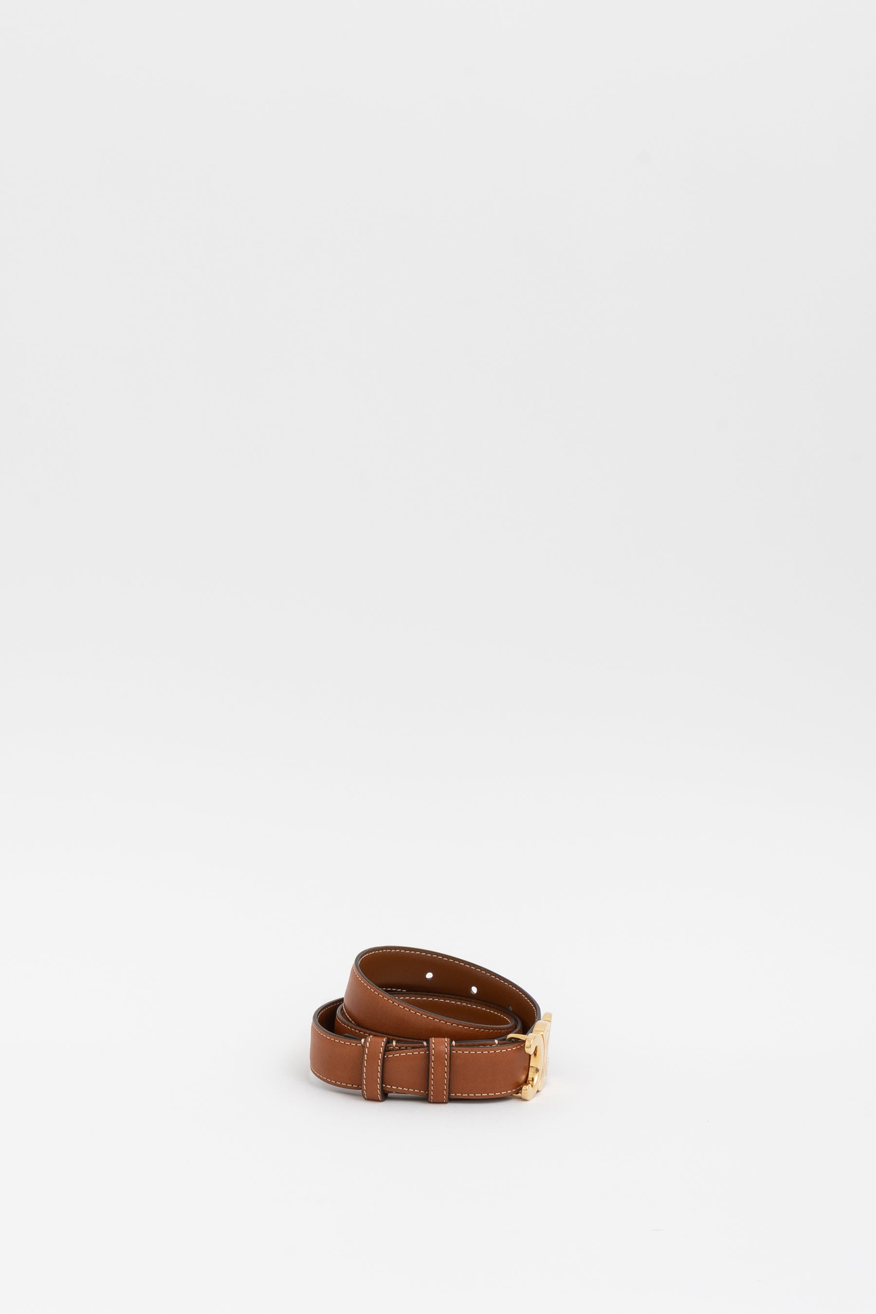 Medium Triomphe Belt in Natural Calfskin