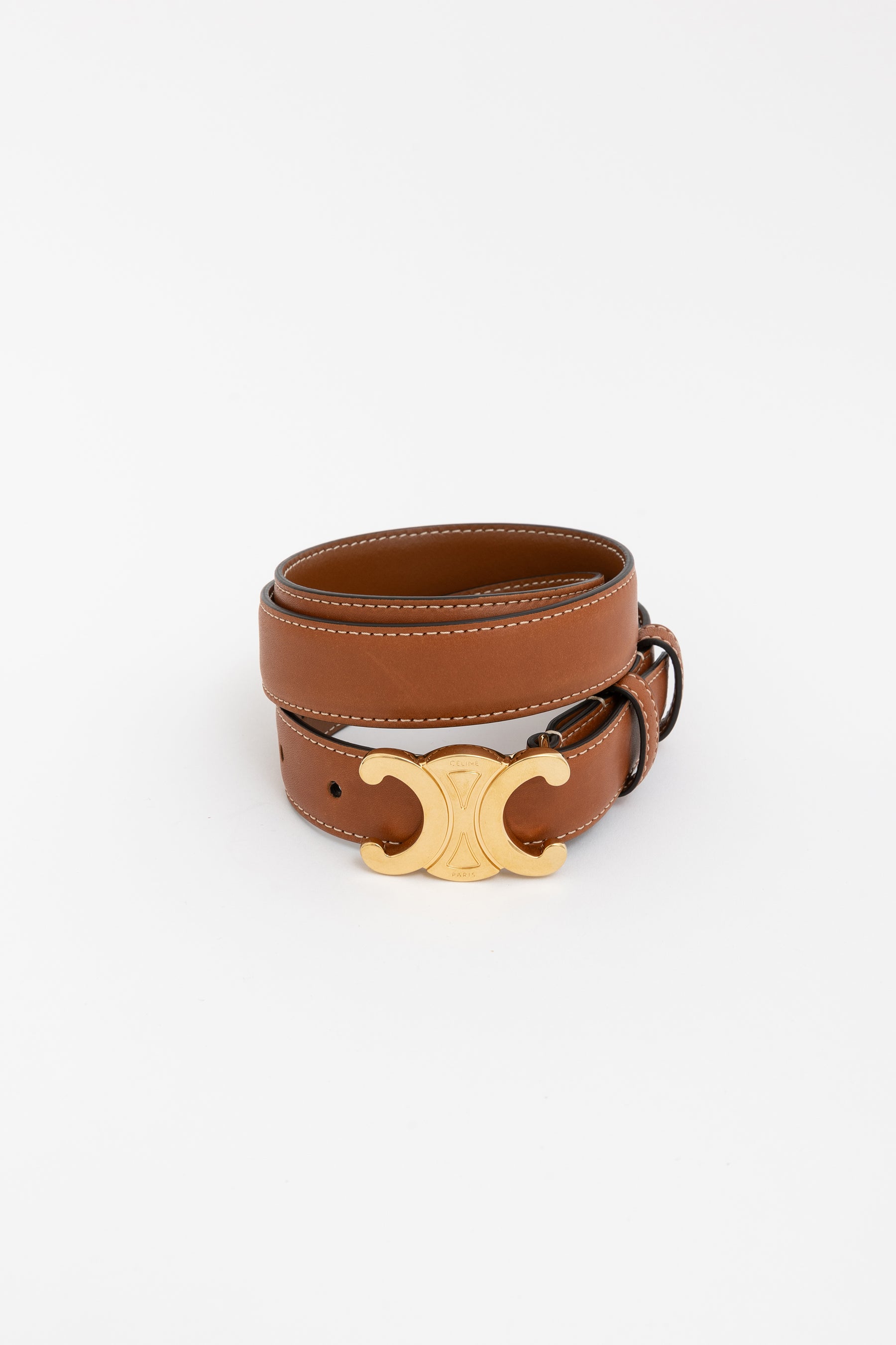 Medium Triomphe Belt in Natural Calfskin