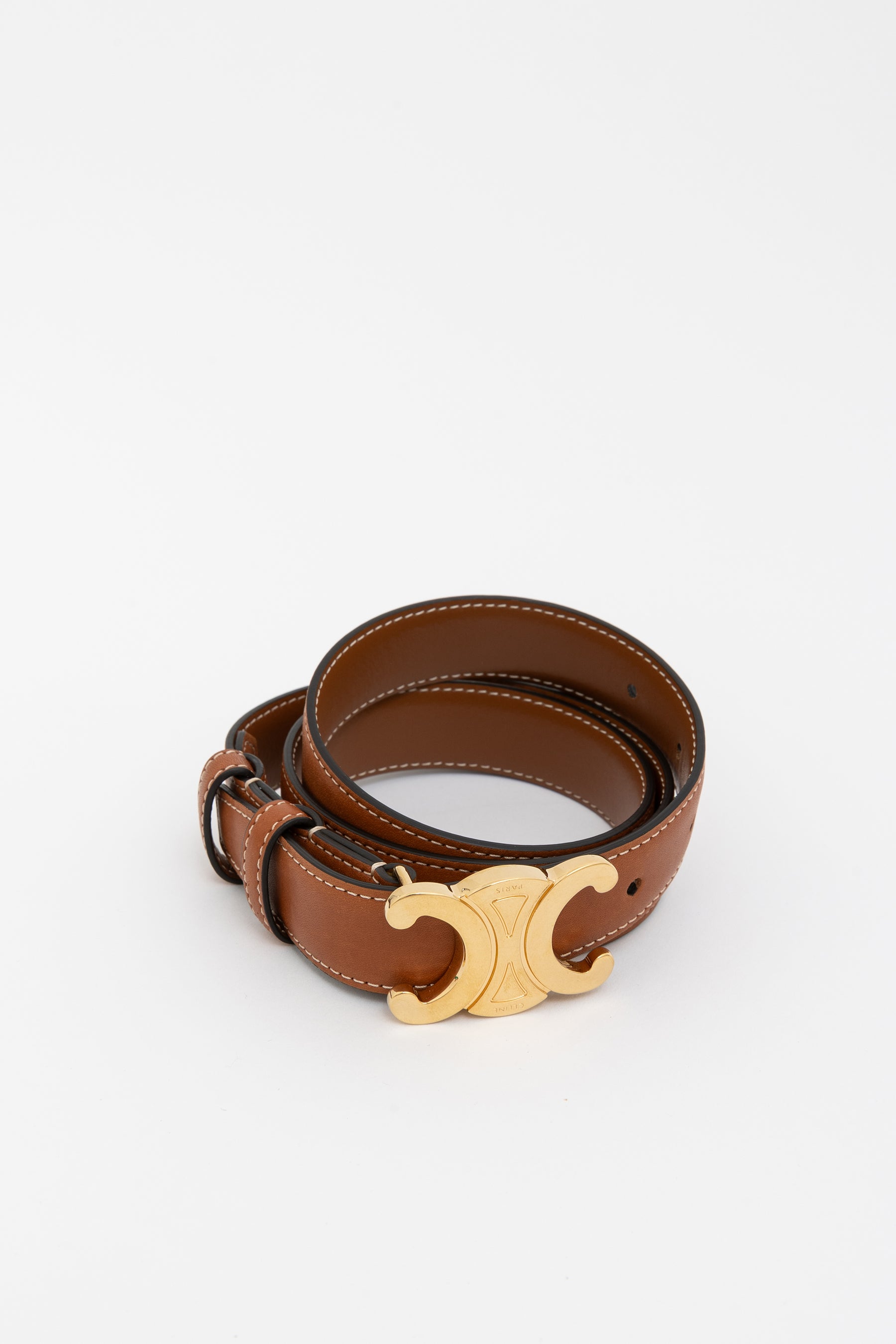 Medium Triomphe Belt in Natural Calfskin
