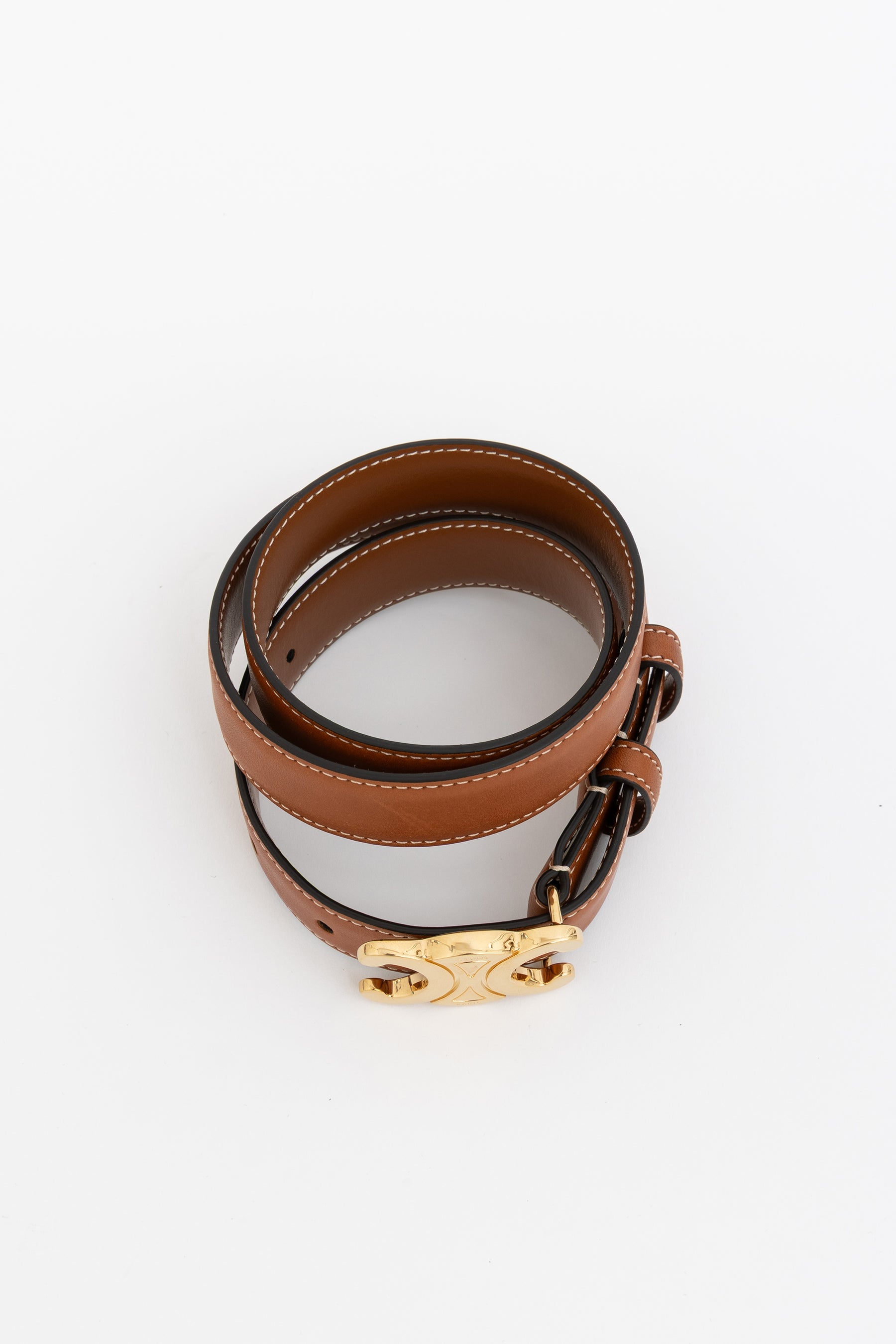 Medium Triomphe Belt in Natural Calfskin