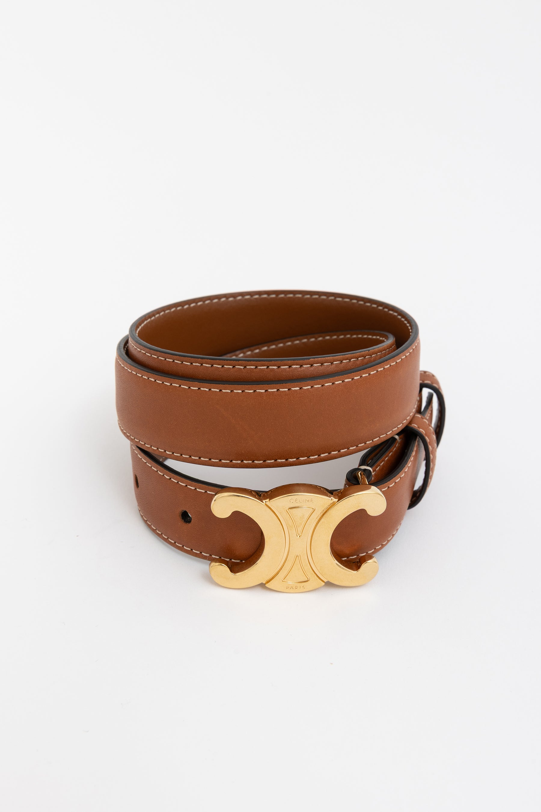 Medium Triomphe Belt in Natural Calfskin