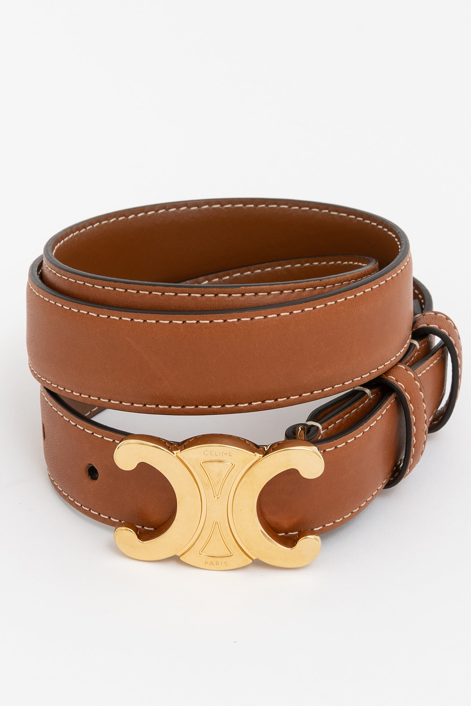 Medium Triomphe Belt in Natural Calfskin