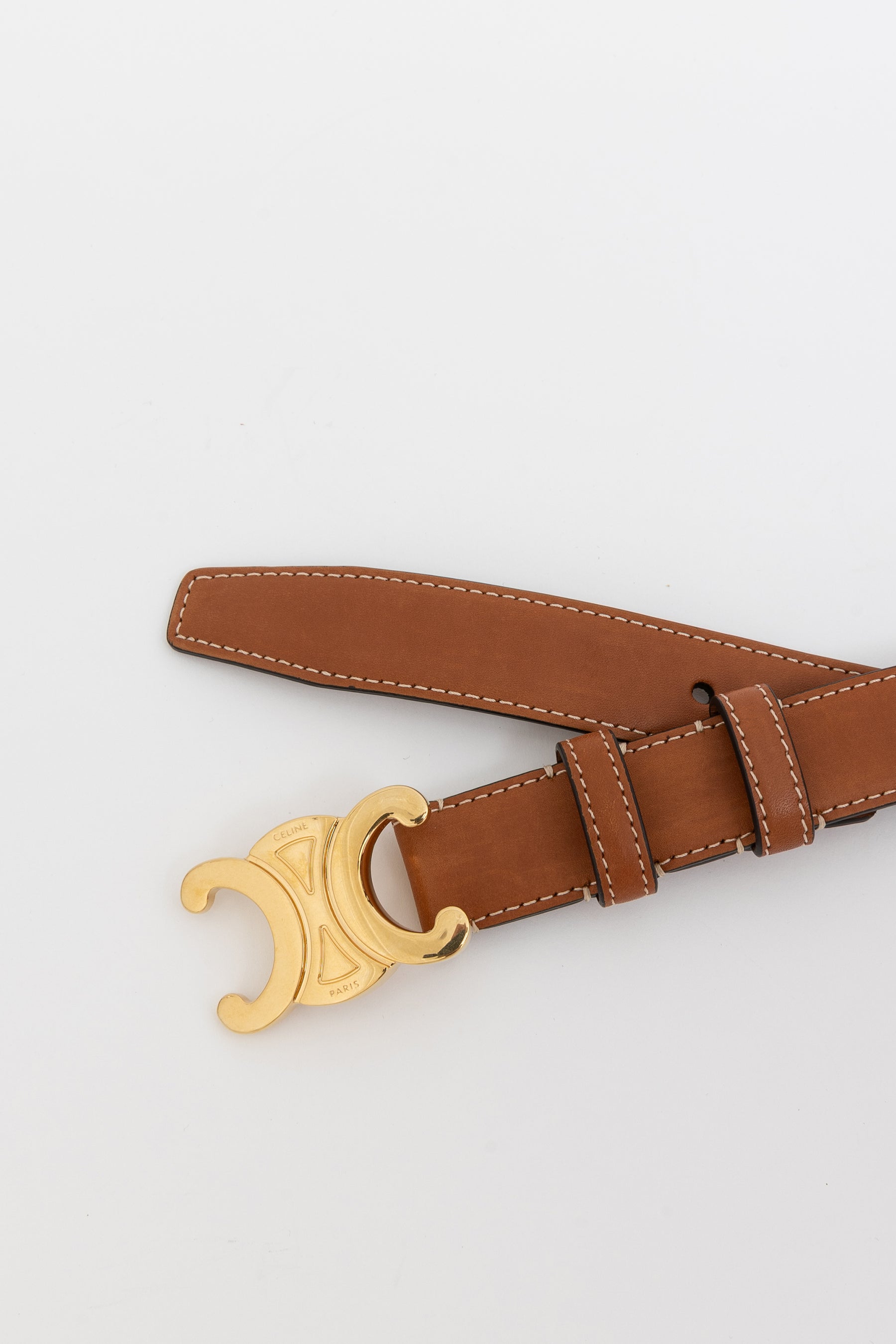 Medium Triomphe Belt in Natural Calfskin