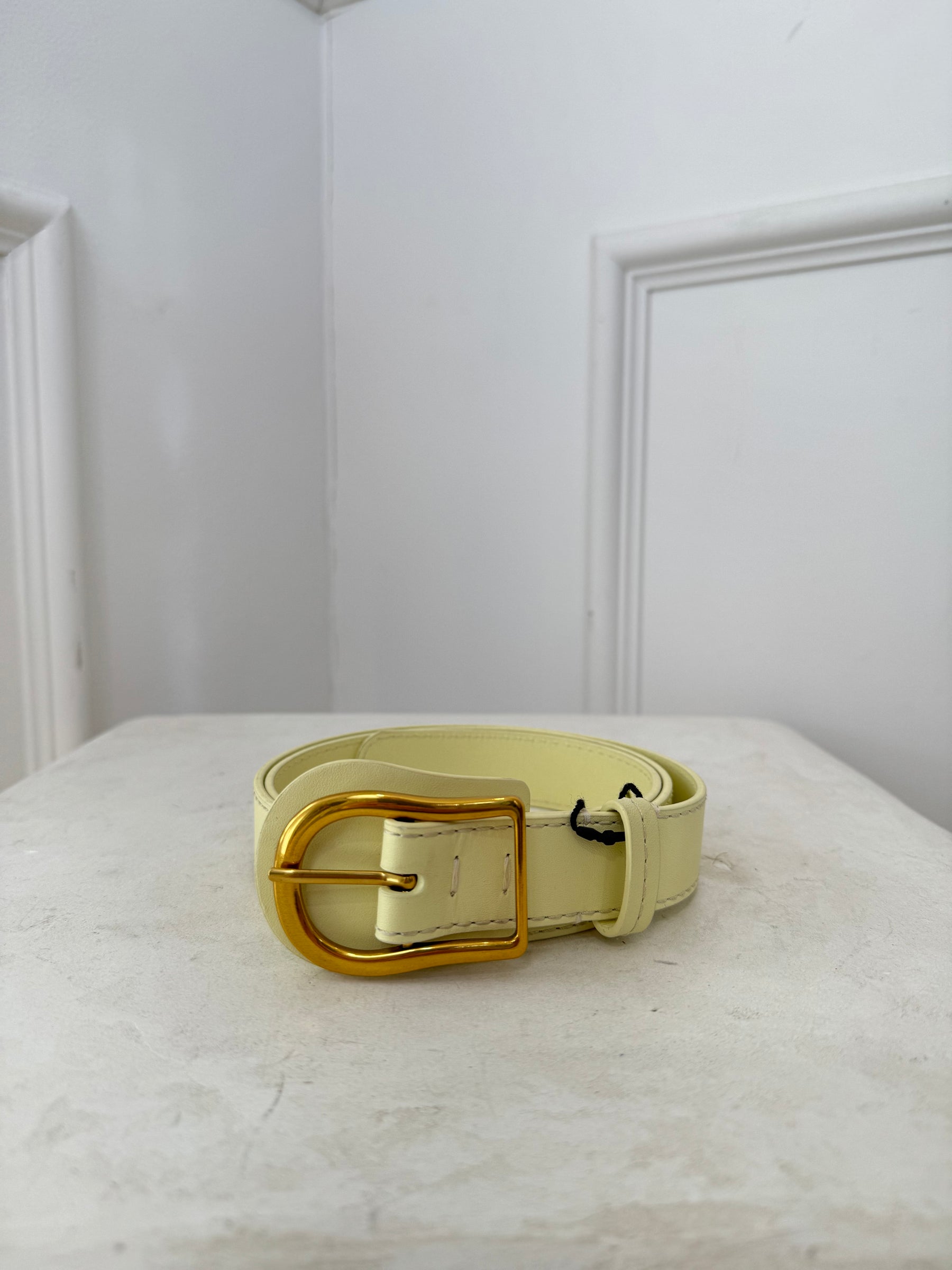 Zimmermann Yellow Leather Gold Buckle Belt, M/L
