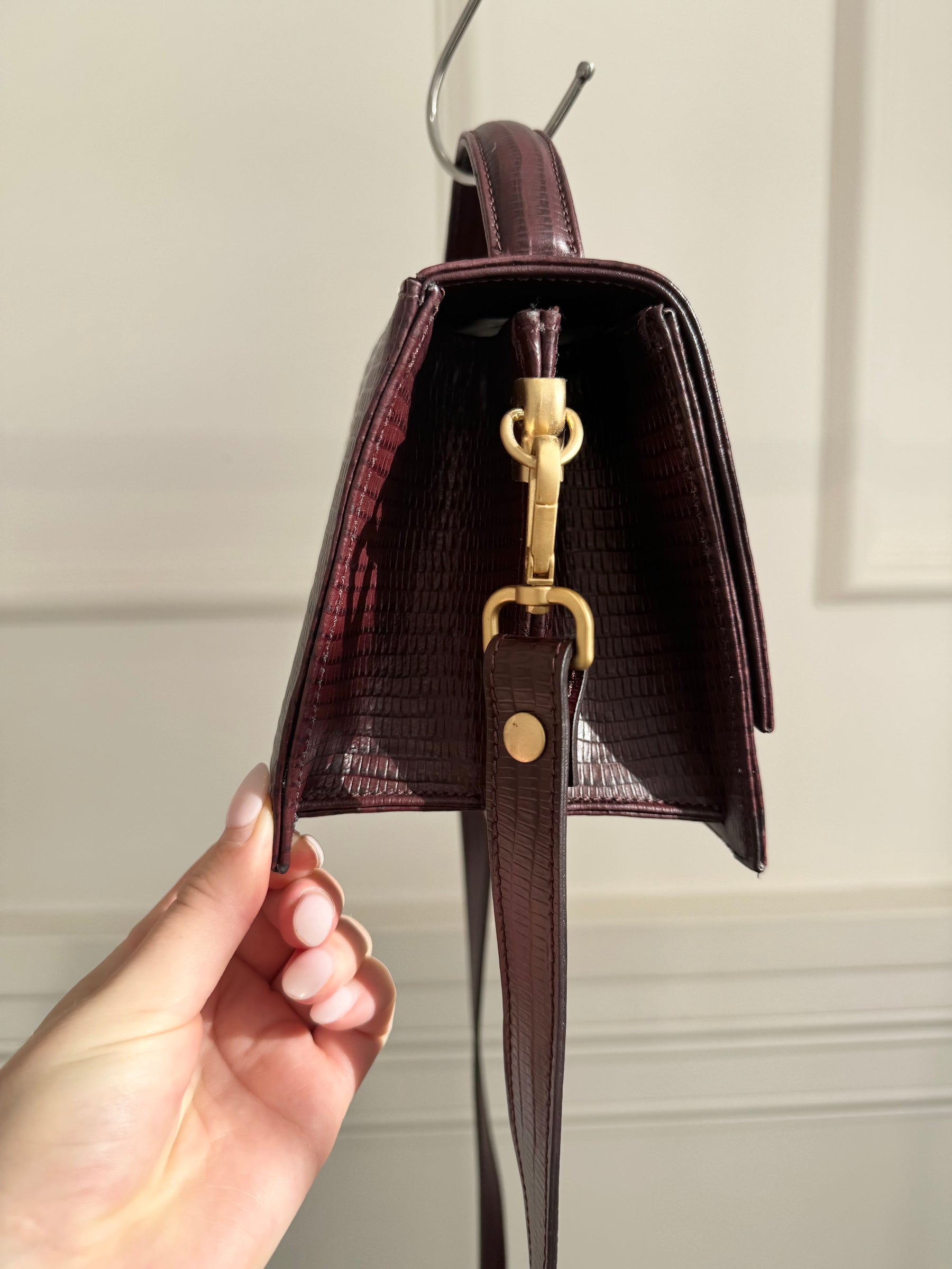 Zimmermann Burgundy Textured Leather Top Handle Shoulder Bag