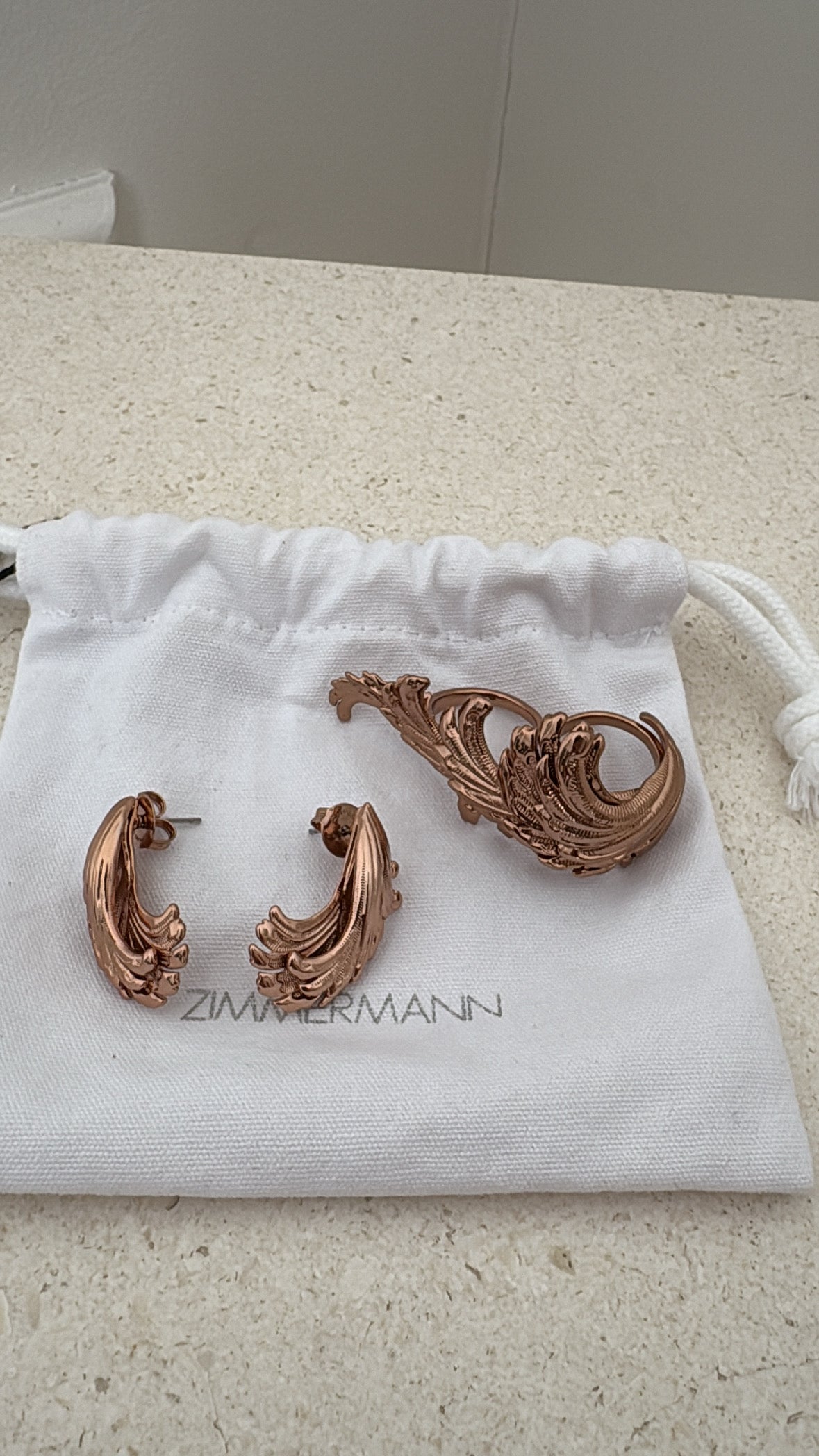 Zimmermann Rose Gold Tone Ring and Earring Set