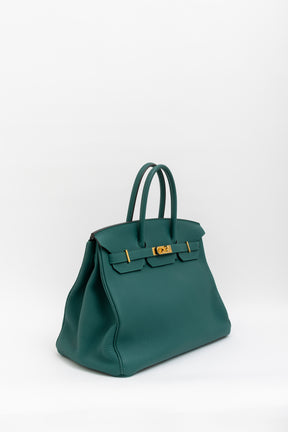 Malachite Clemence 35 Birkin Bag