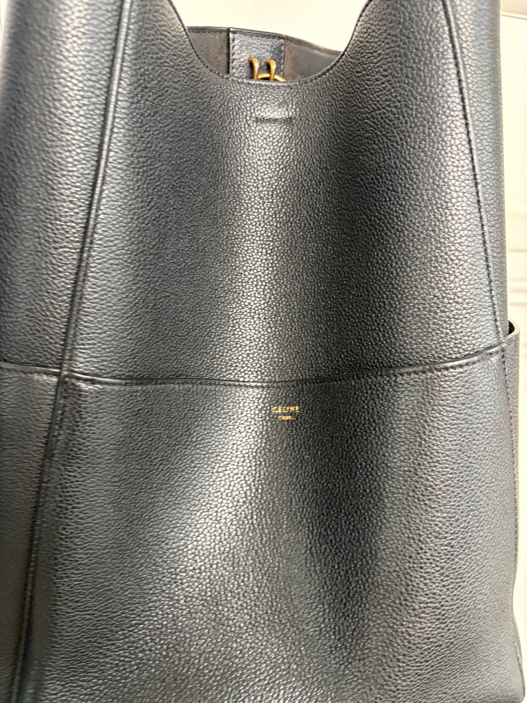 Céline Black Leather Seau Sangle Bucket Bag