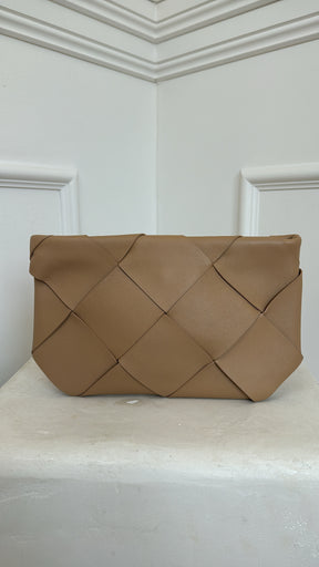 Bottega Veneta Leather Clutch Bag Beige