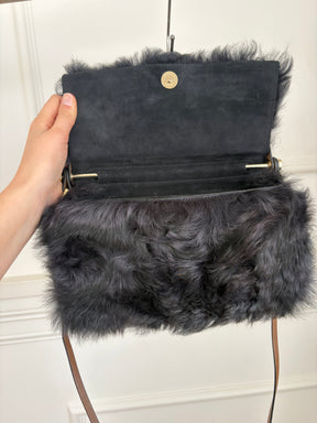 Scanlan Theodore Shearling Flap Bag With Shoulder Strap