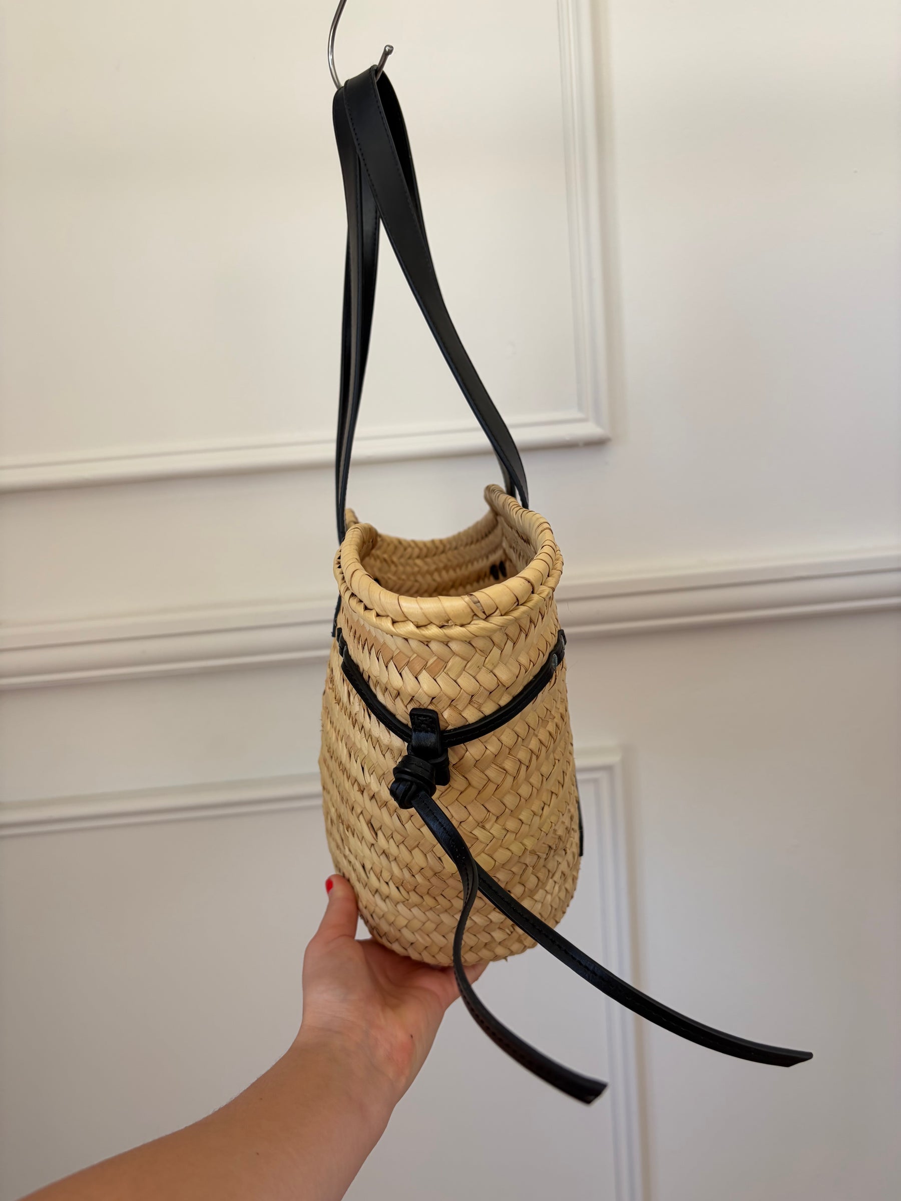 Isabel Marant Cadix Medium Basket Bag Natural Black