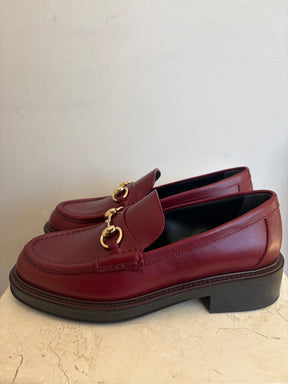 Gucci Burgundy Leather Horsebit Loafer, 38