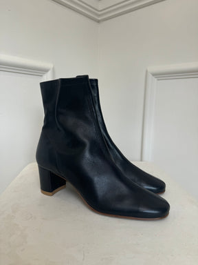 By Far Black Leather Heeled Ankle Boot, 38
